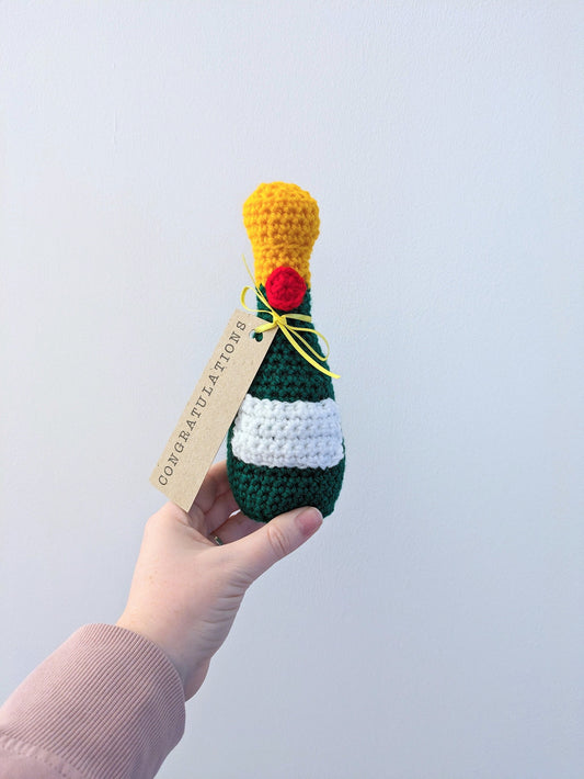 Champagne Bottle Keepsake, Celebration Gift, Wedding, Engagement, Birthday, Graduation, Crochet Gift, Personalised Crochet Gift