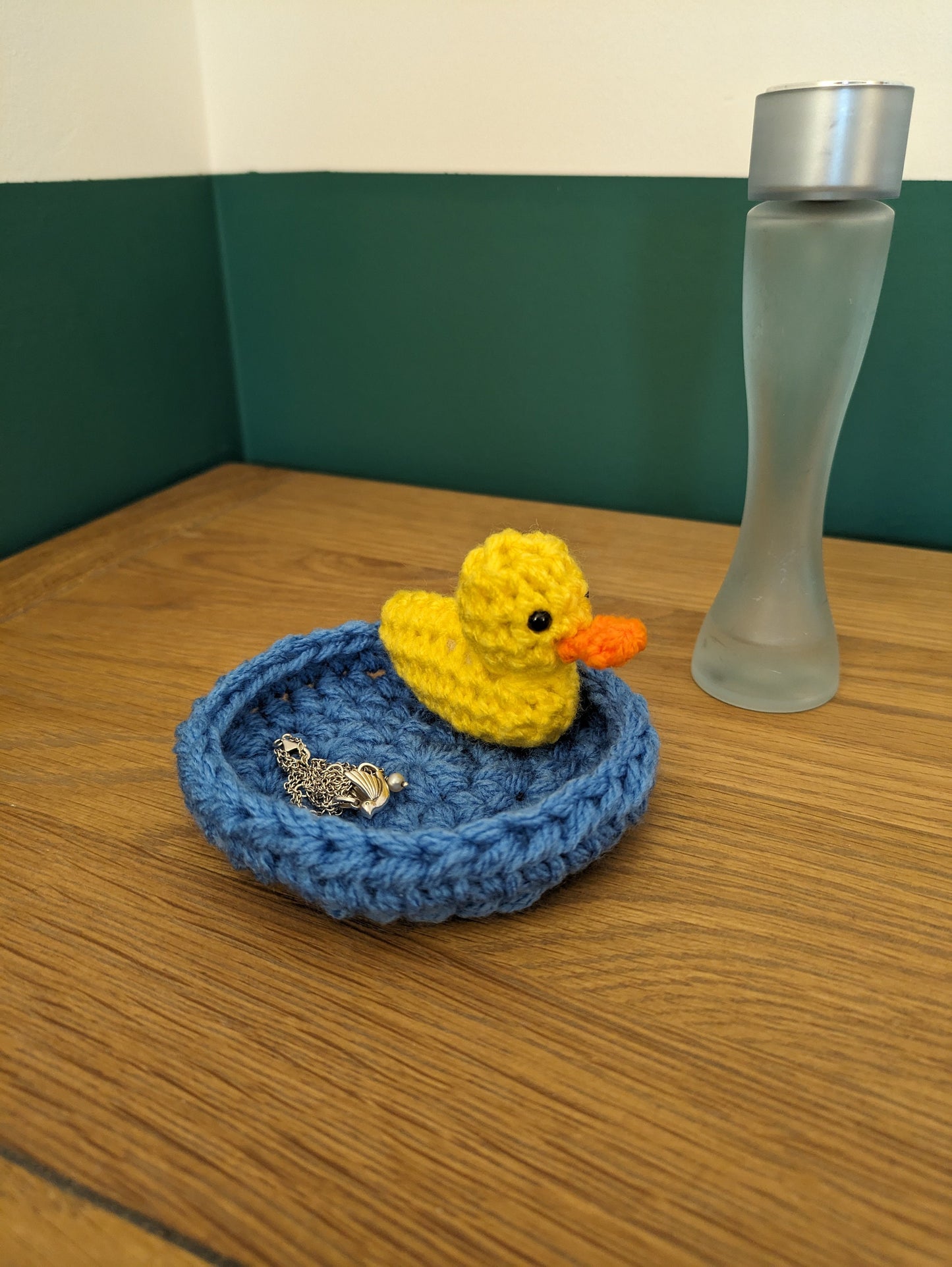 Crochet Duck Ring Dish, Handmade Trinket Holder