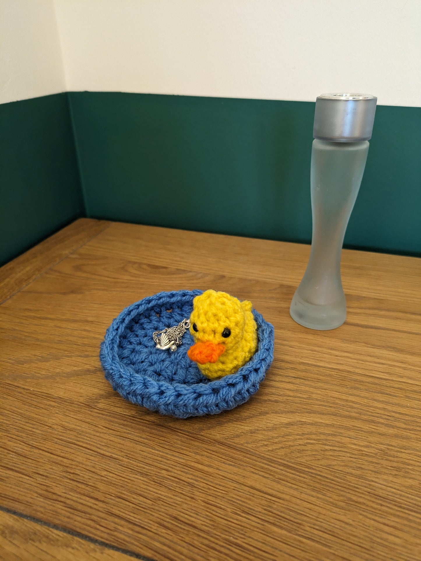 Crochet Duck Ring Dish, Handmade Trinket Holder