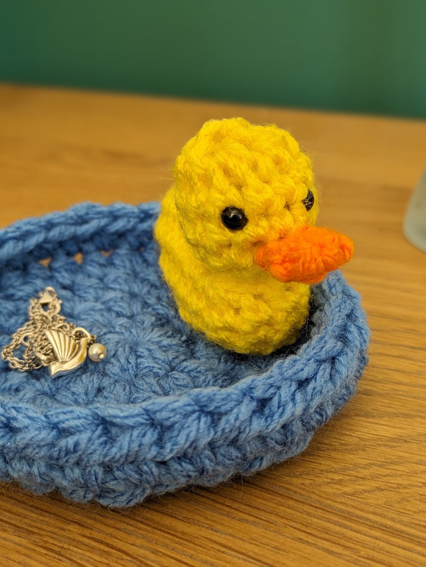 Crochet Duck Ring Dish, Handmade Trinket Holder