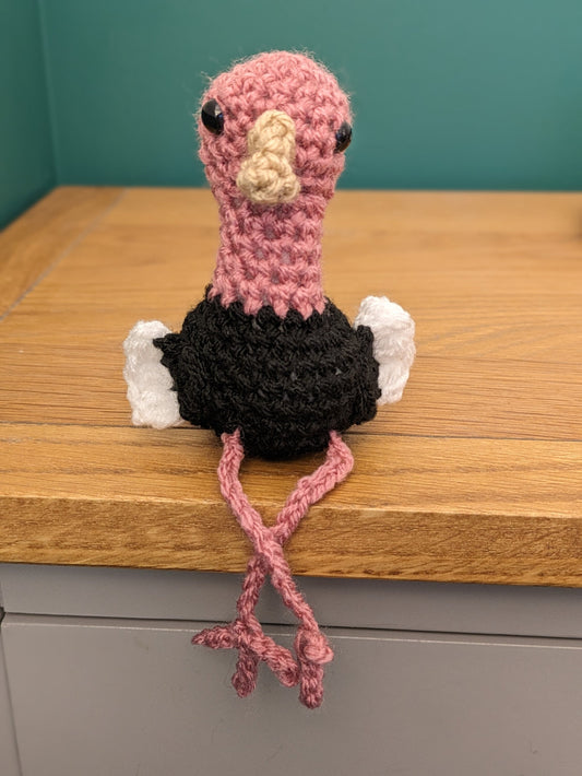 Crochet Ostrich Plush, Long Legs, Bird Figurine