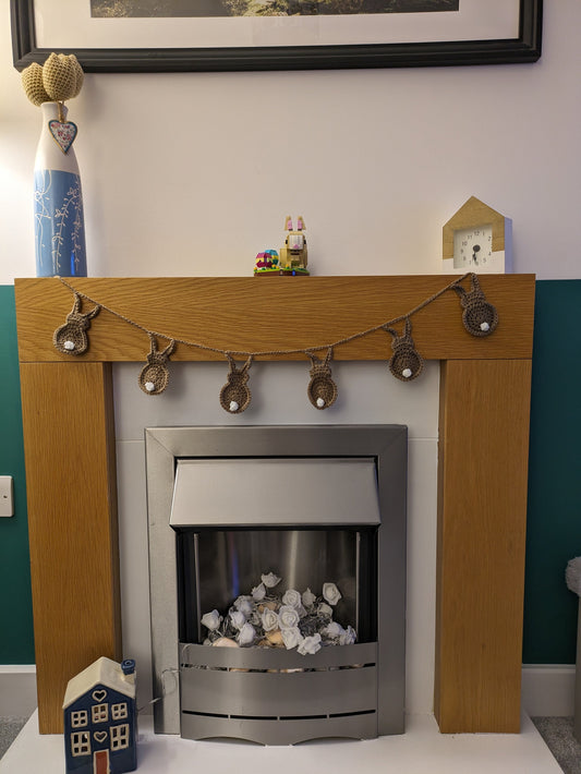 Brown Bunny Rabbit Garland, Bunting Nursery, Bunny Tails, Bunny Ear, Pastel Animal Decor, Kida Room Decoration, Cute Gift, Spring Bunny