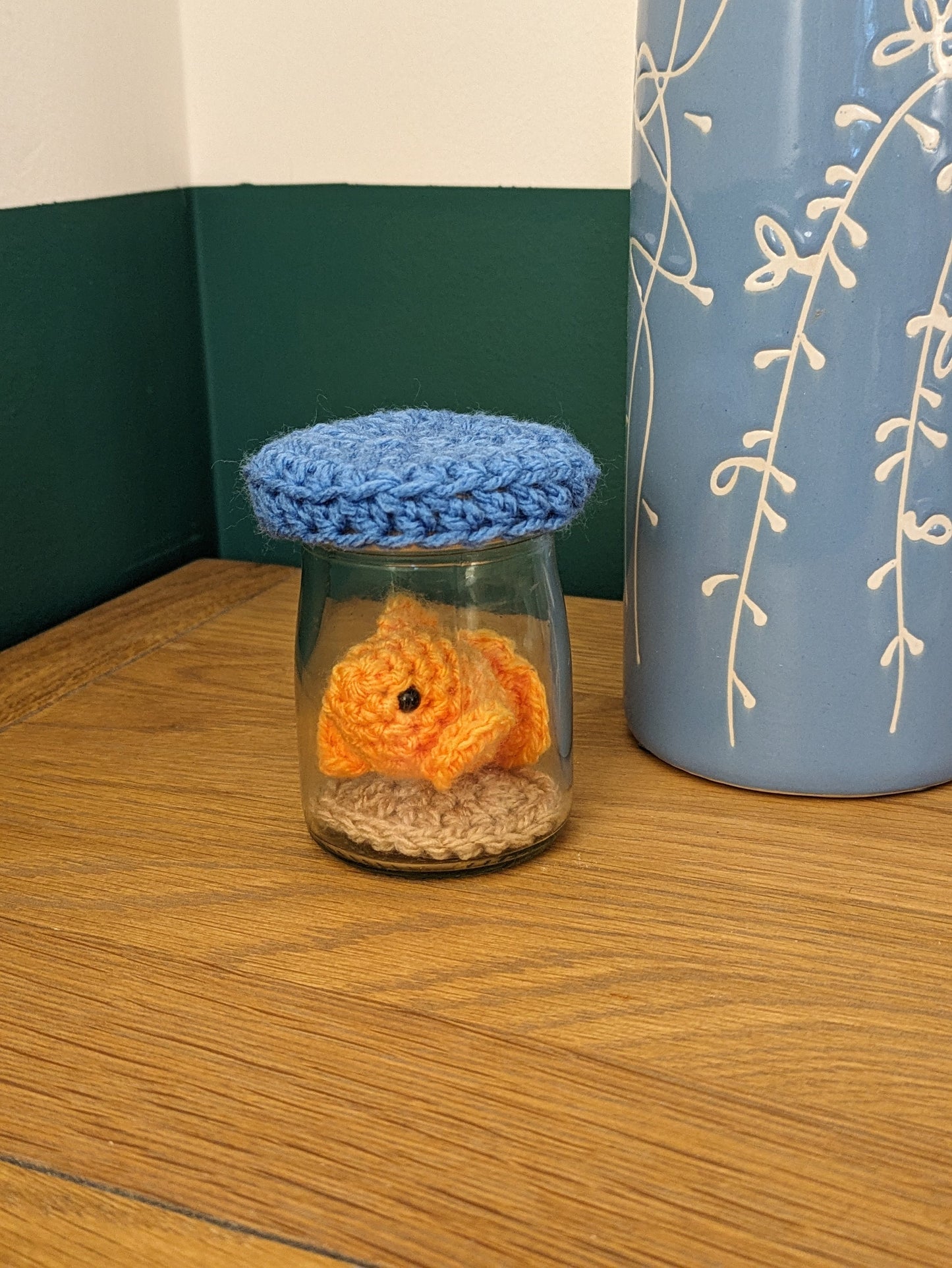 Miniature Crochet Goldfish in Jar, No Fuss Pet, Memorial Keepsake