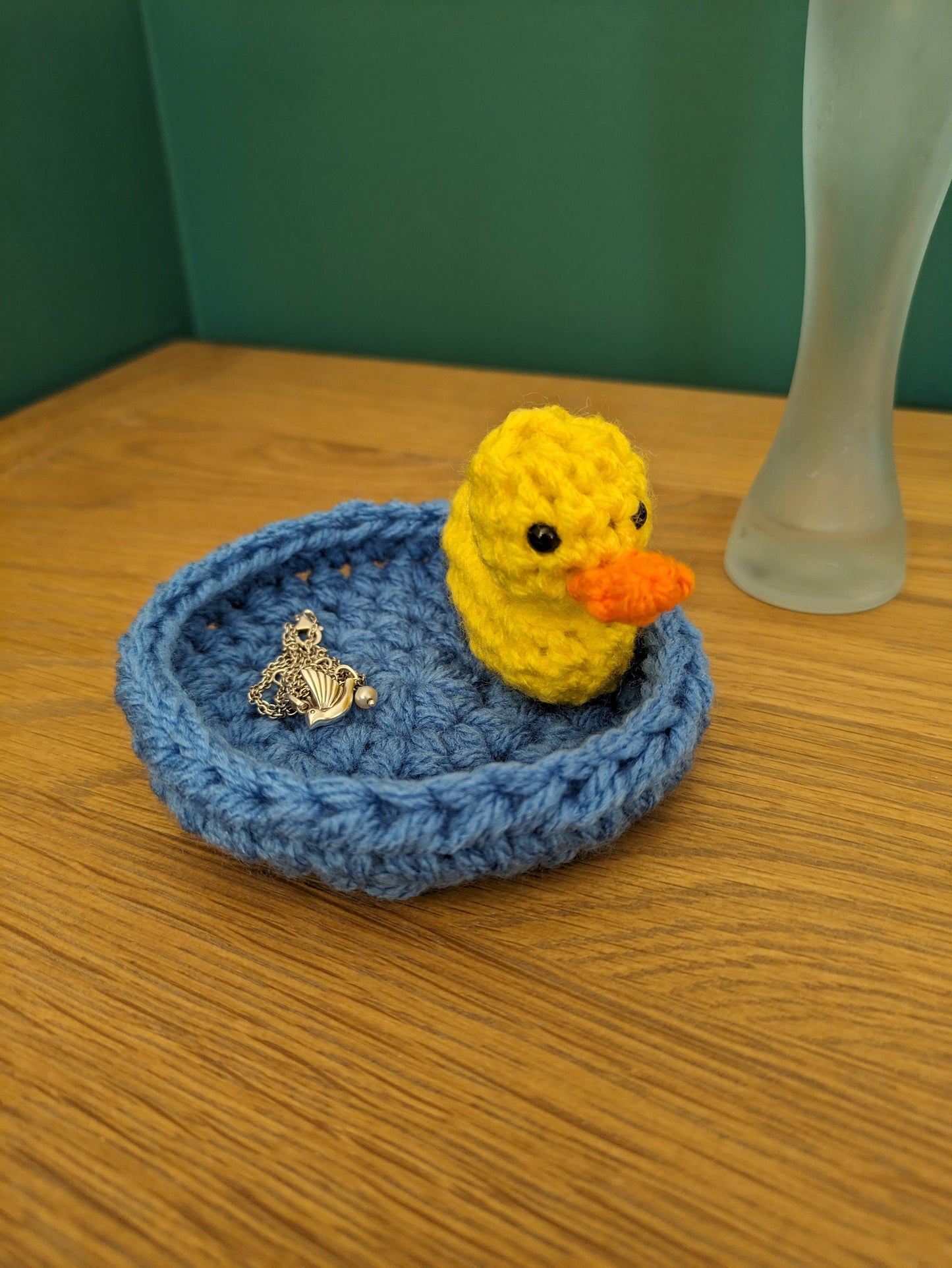 Crochet Duck Ring Dish, Handmade Trinket Holder