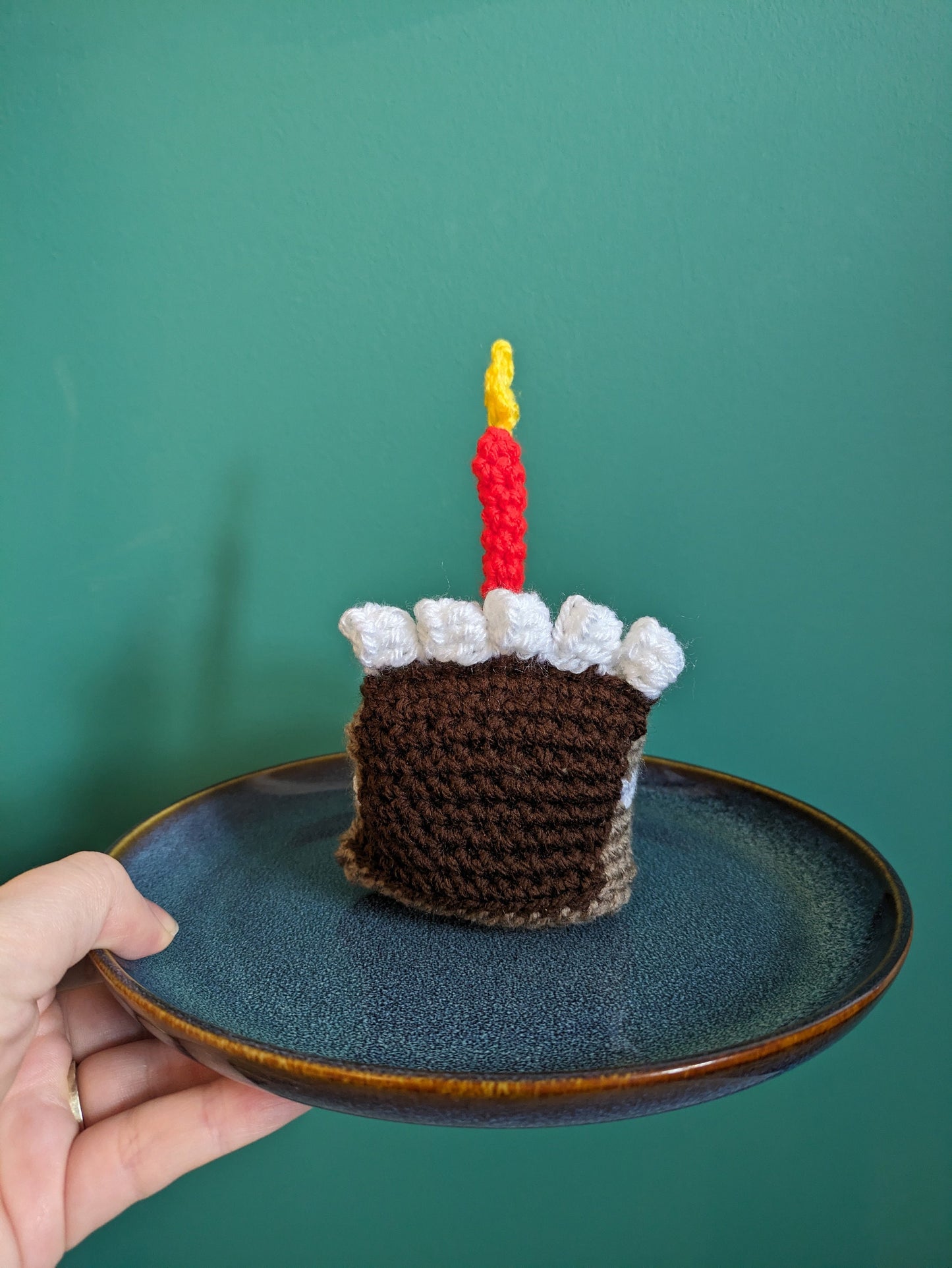 Chocolate Birthday Cake Slice Gift, Happy Birthday Candle Decor, Cake Prop, Crochet Play Food, Cupcake, Fun First Birthday Keepsake