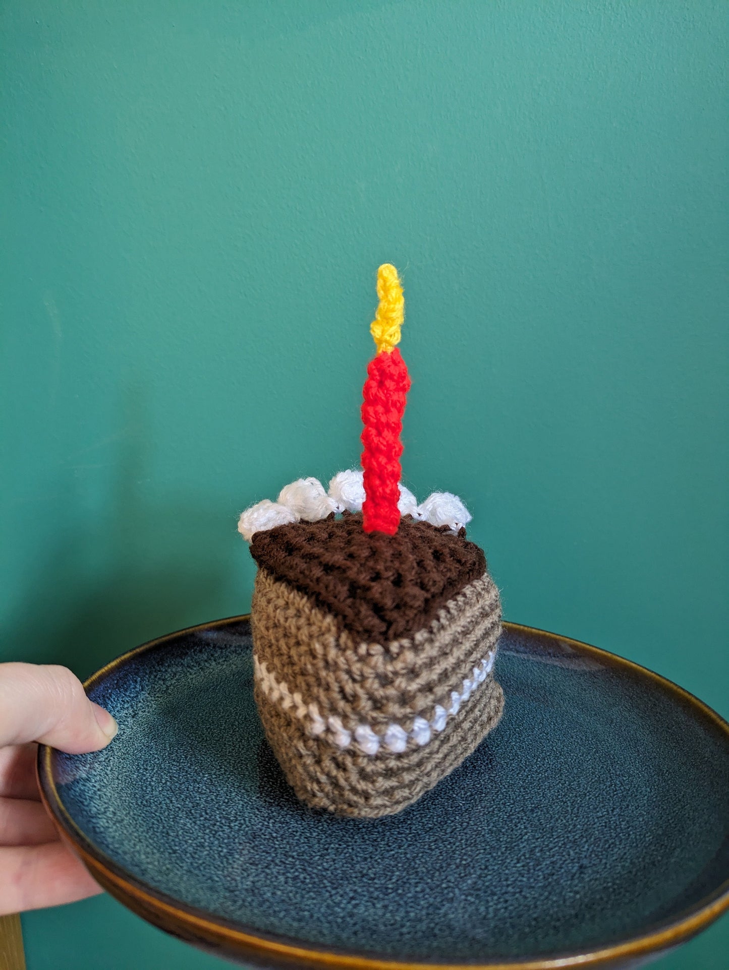 Chocolate Birthday Cake Slice Gift, Happy Birthday Candle Decor, Cake Prop, Crochet Play Food, Cupcake, Fun First Birthday Keepsake