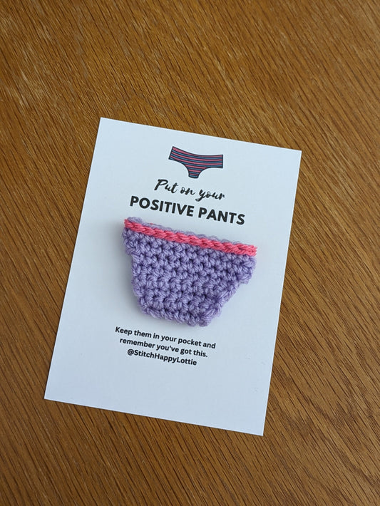Positive Pants Gift Card, Crochet Pocket Knickers, Get Well Soon