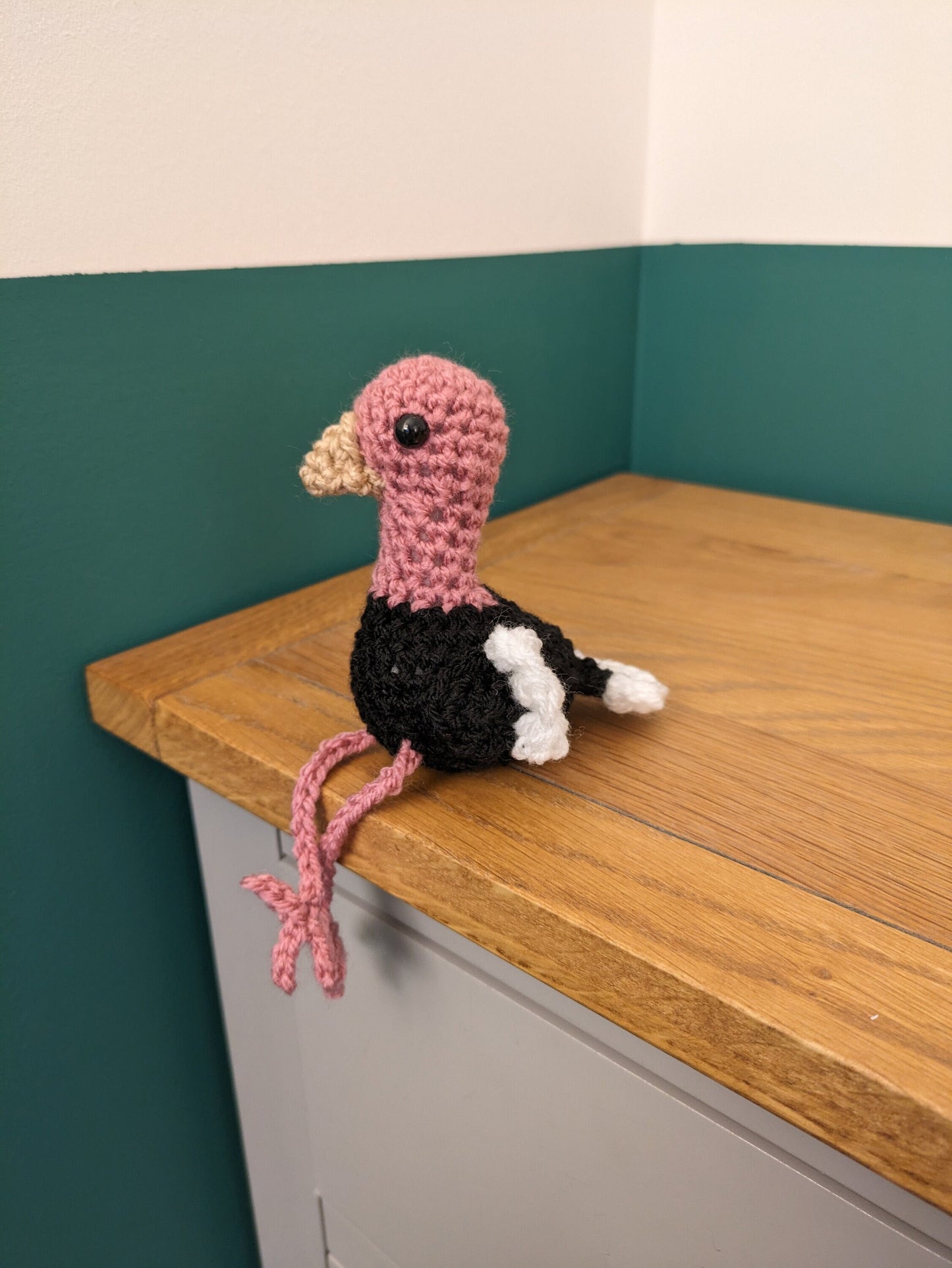 Crochet Ostrich Plush, Long Legs, Bird Figurine