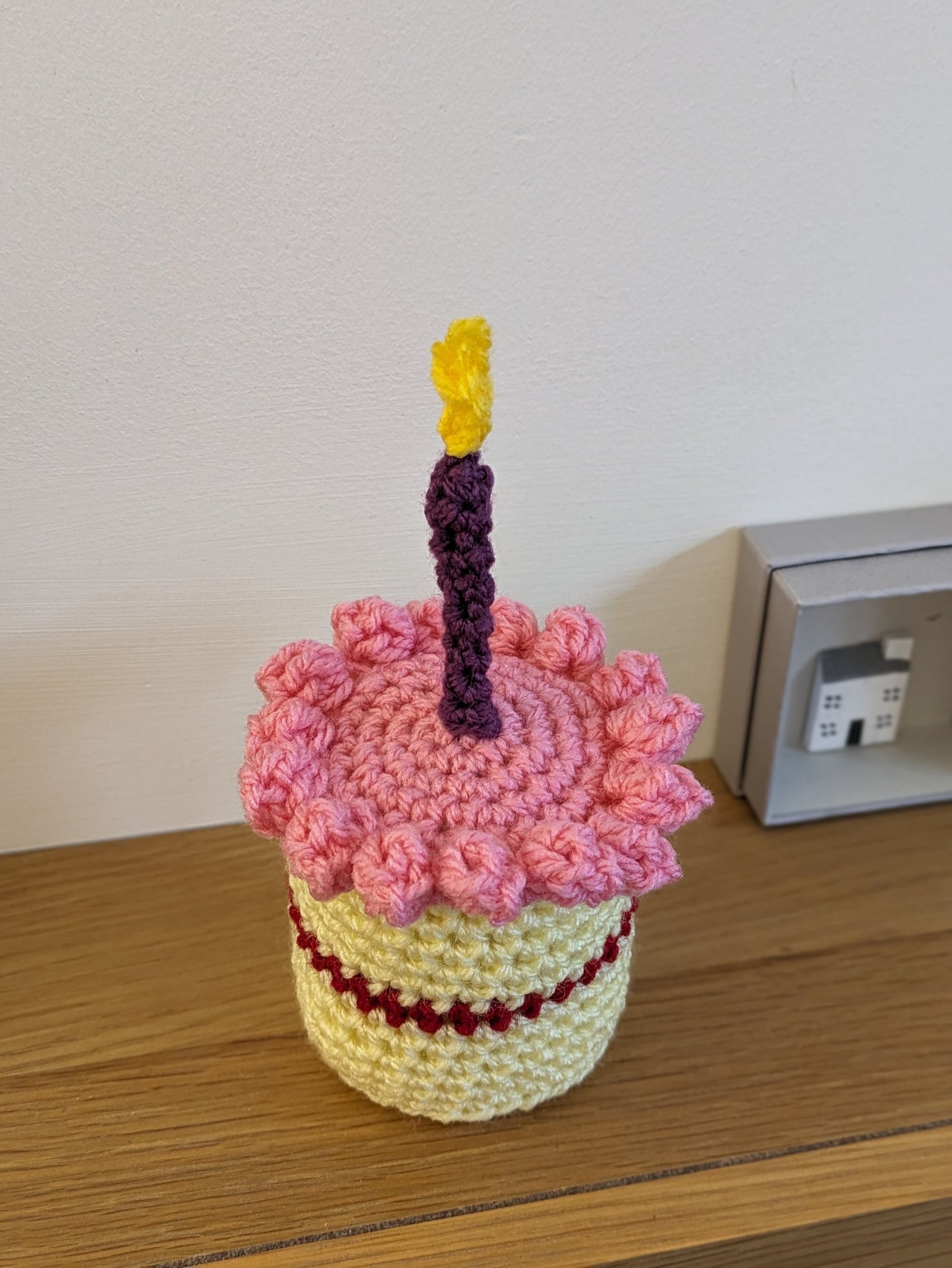 Birthday Cake Slice Gift, Happy Birthday Candle Decor, Cake Prop, Crochet Play Food, Cupcake, Fun First Birthday Keepsake, Victoria sponge