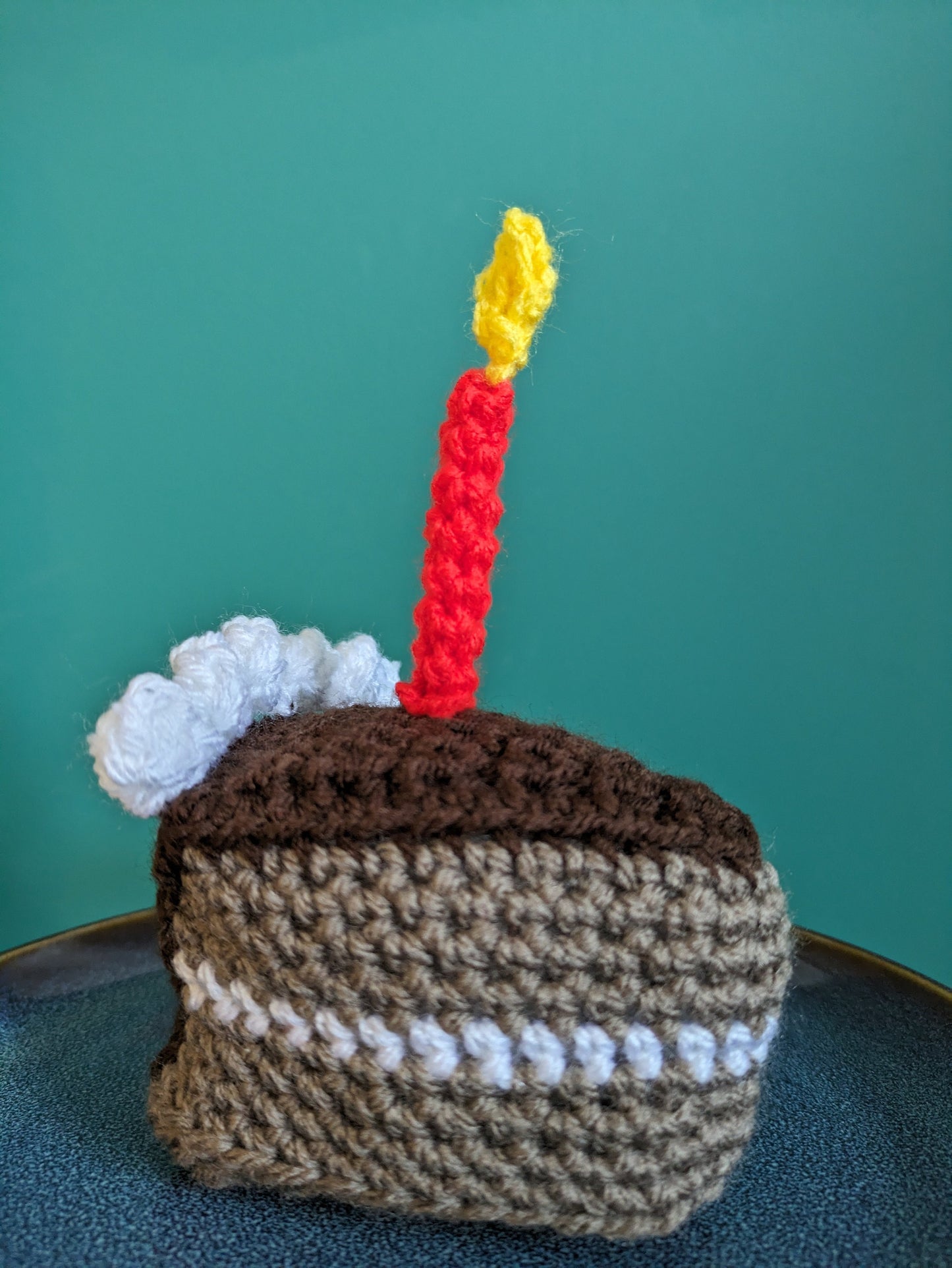 Chocolate Birthday Cake Slice Gift, Happy Birthday Candle Decor, Cake Prop, Crochet Play Food, Cupcake, Fun First Birthday Keepsake