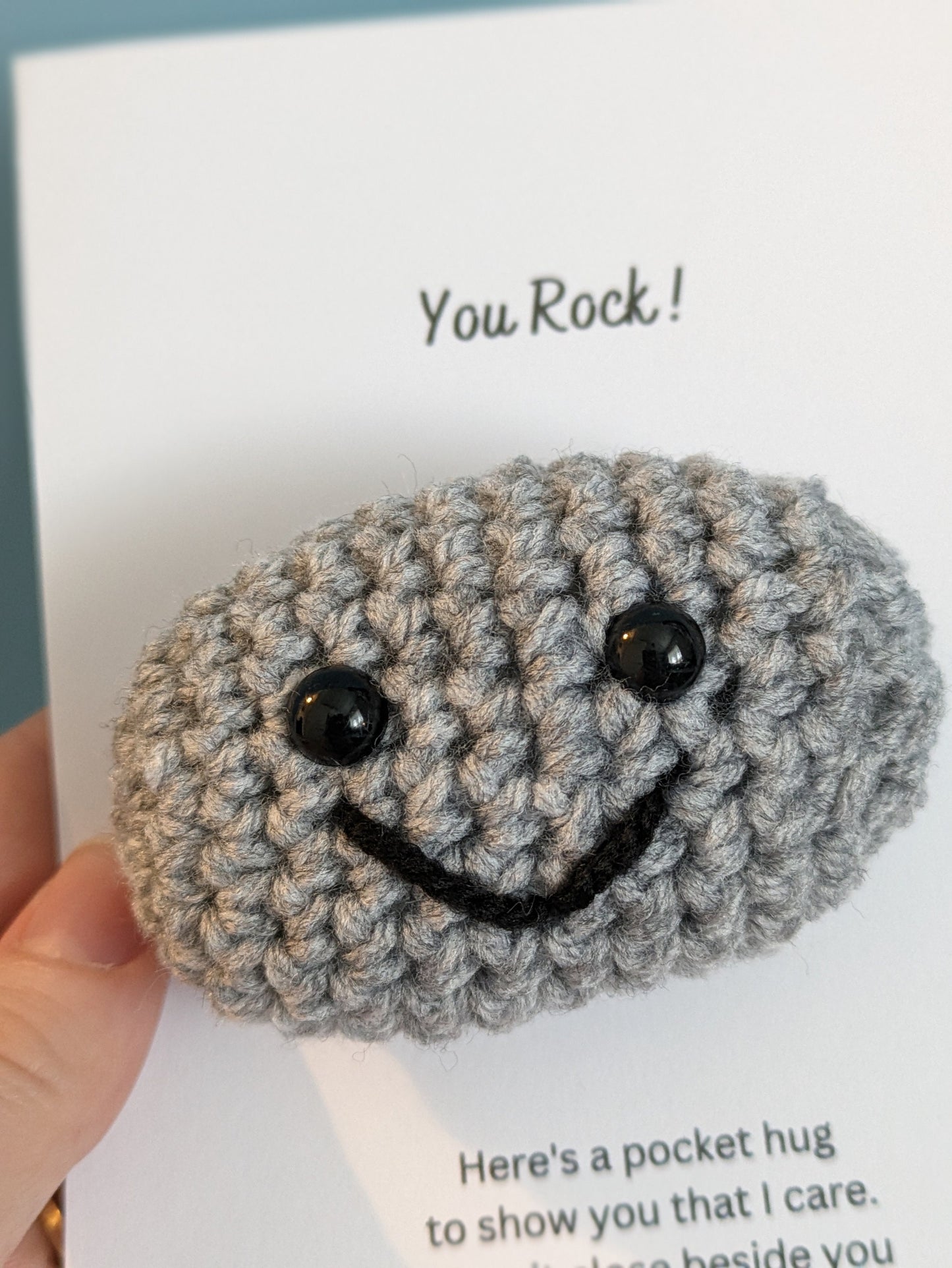 You Rock Pocket Hug, Rock Pet, Positive Gift, Crochet Rock Music Art, Pebble Art, Small Funny Gift, You're My Rock, You Rock Card, Climbing