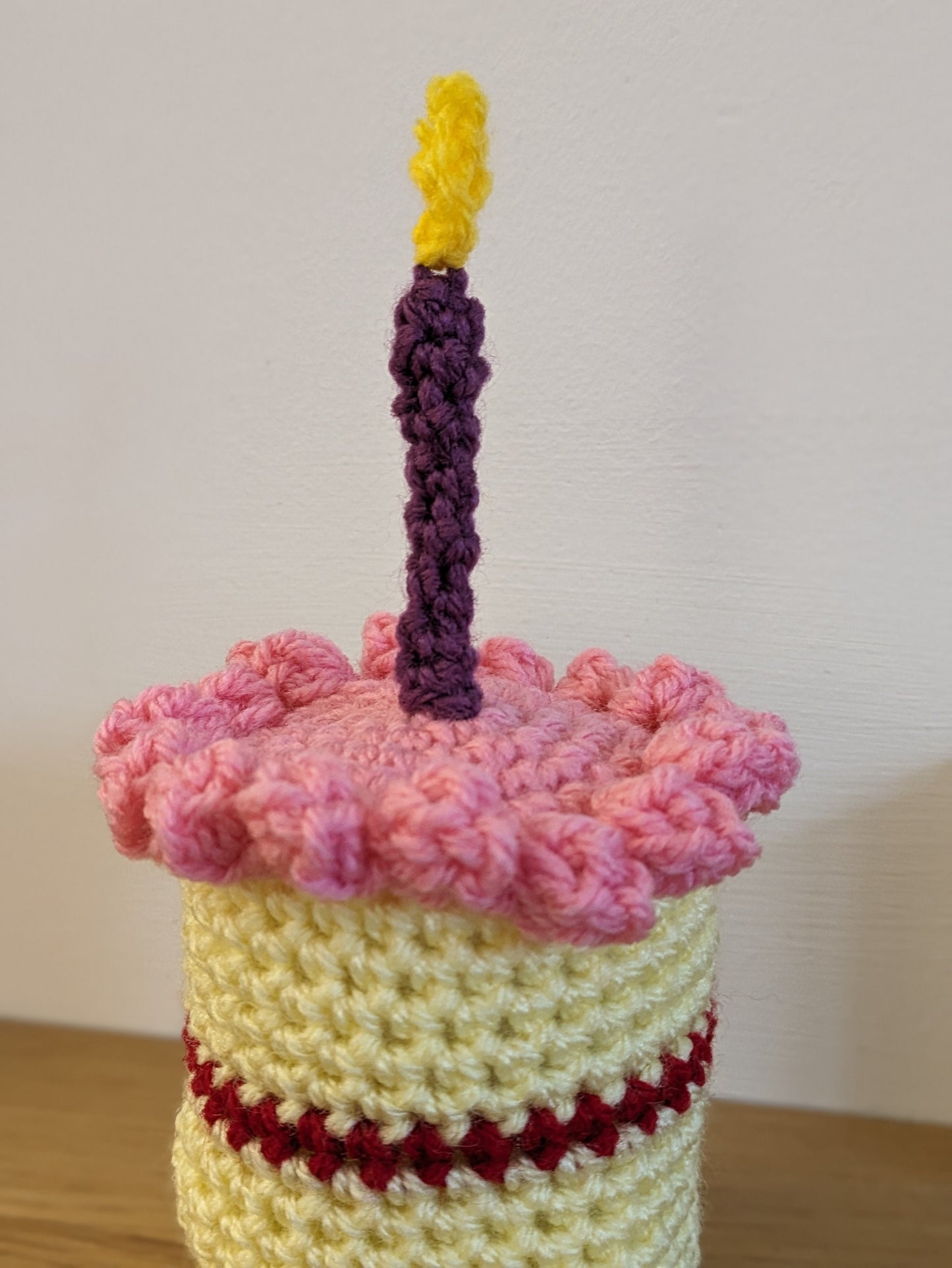 Birthday Cake Slice Gift, Happy Birthday Candle Decor, Cake Prop, Crochet Play Food, Cupcake, Fun First Birthday Keepsake, Victoria sponge