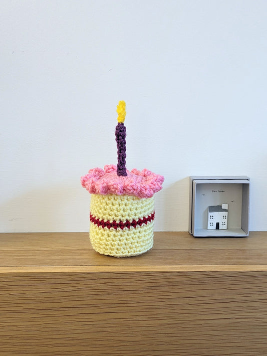 Birthday Cake Slice Gift, Happy Birthday Candle Decor, Cake Prop, Crochet Play Food, Cupcake, Fun First Birthday Keepsake, Victoria sponge