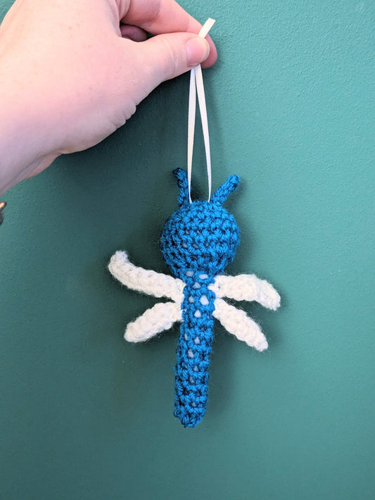 Dragonfly Crochet Ornament, Wall Hanging, Birthday Gift, Butterfly, Home Decorations, Blue Dragonfly Decor, Wings, Crochet Core