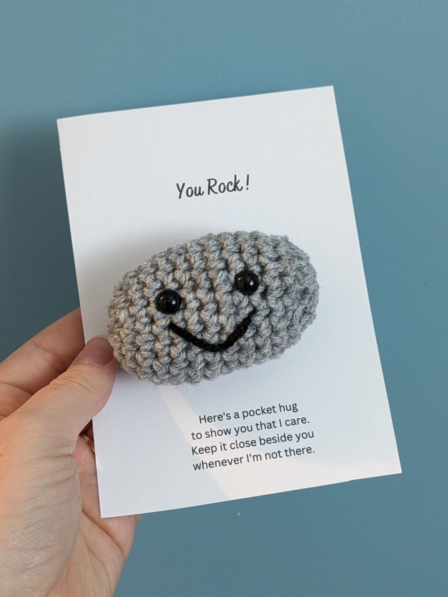 You Rock Pocket Hug, Rock Pet, Positive Gift, Crochet Rock Music Art, Pebble Art, Small Funny Gift, You're My Rock, You Rock Card, Climbing