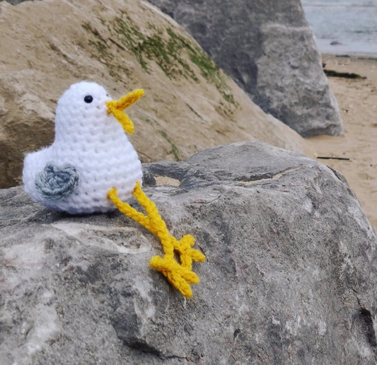 Crochet Seagull Shelf Sitter, Beach Decor, Caravan Ornament