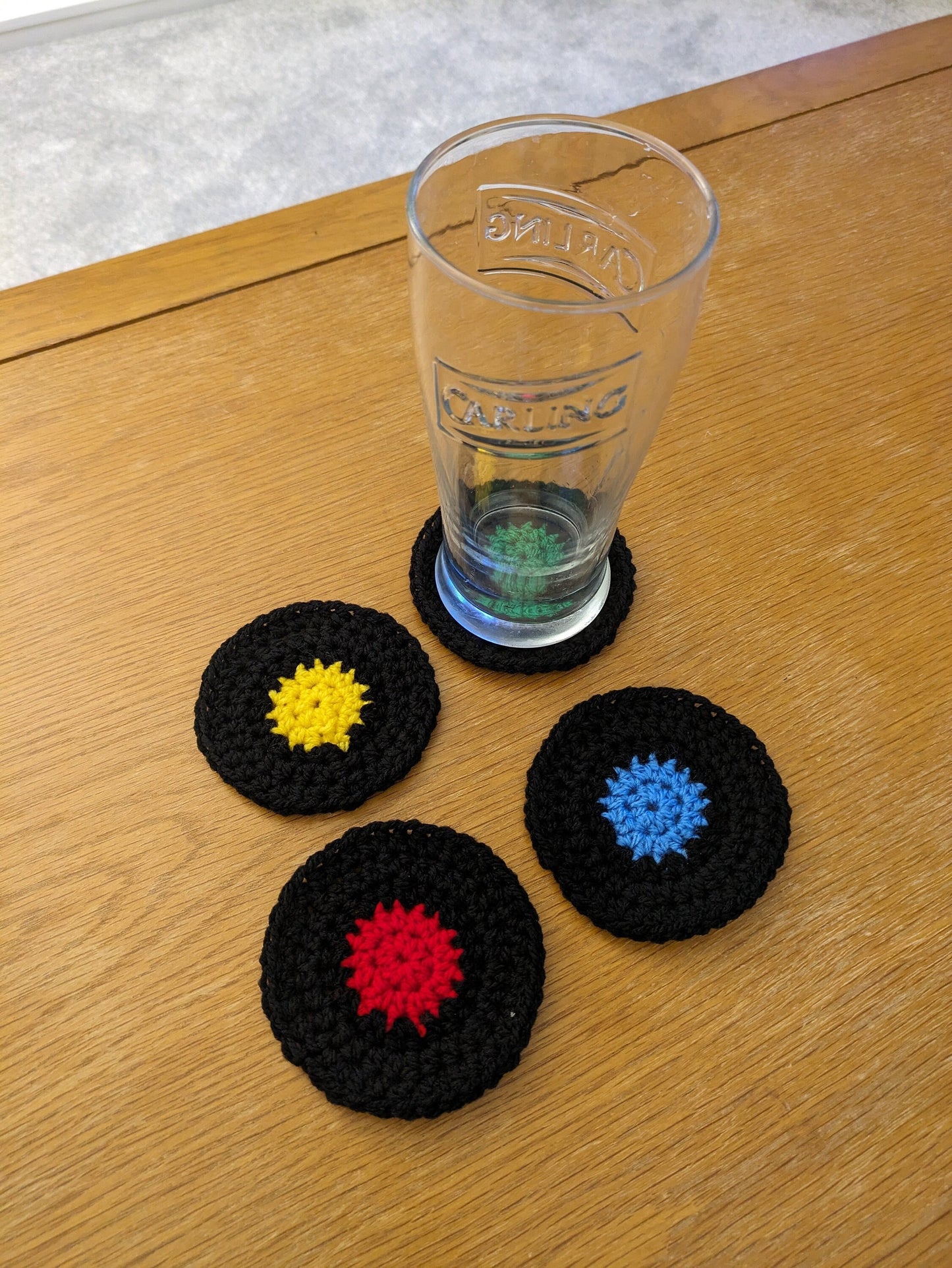 Crochet Vinyl Record Coasters, Retro Drink Coasters, Gift for DJ