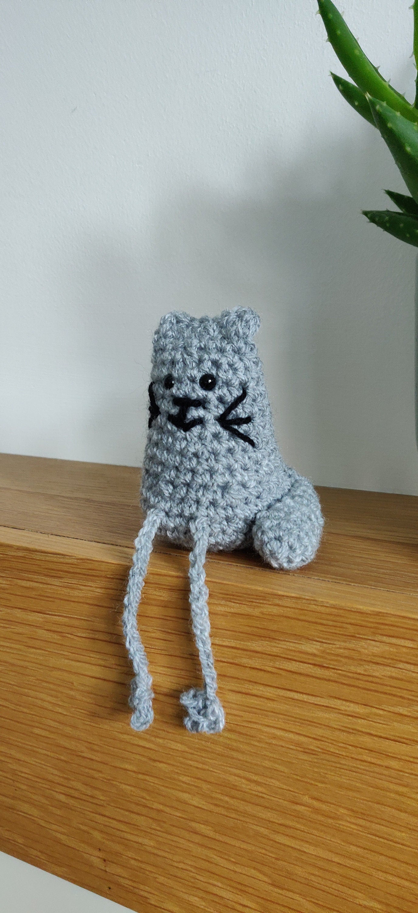 Crochet Cat Ornament, Shelf Sitter, Animal Figurine, Pet Memorial, Personalised Pet Cat Portrait, Grey, Ginger, White, Black Cat, Shelf Bud