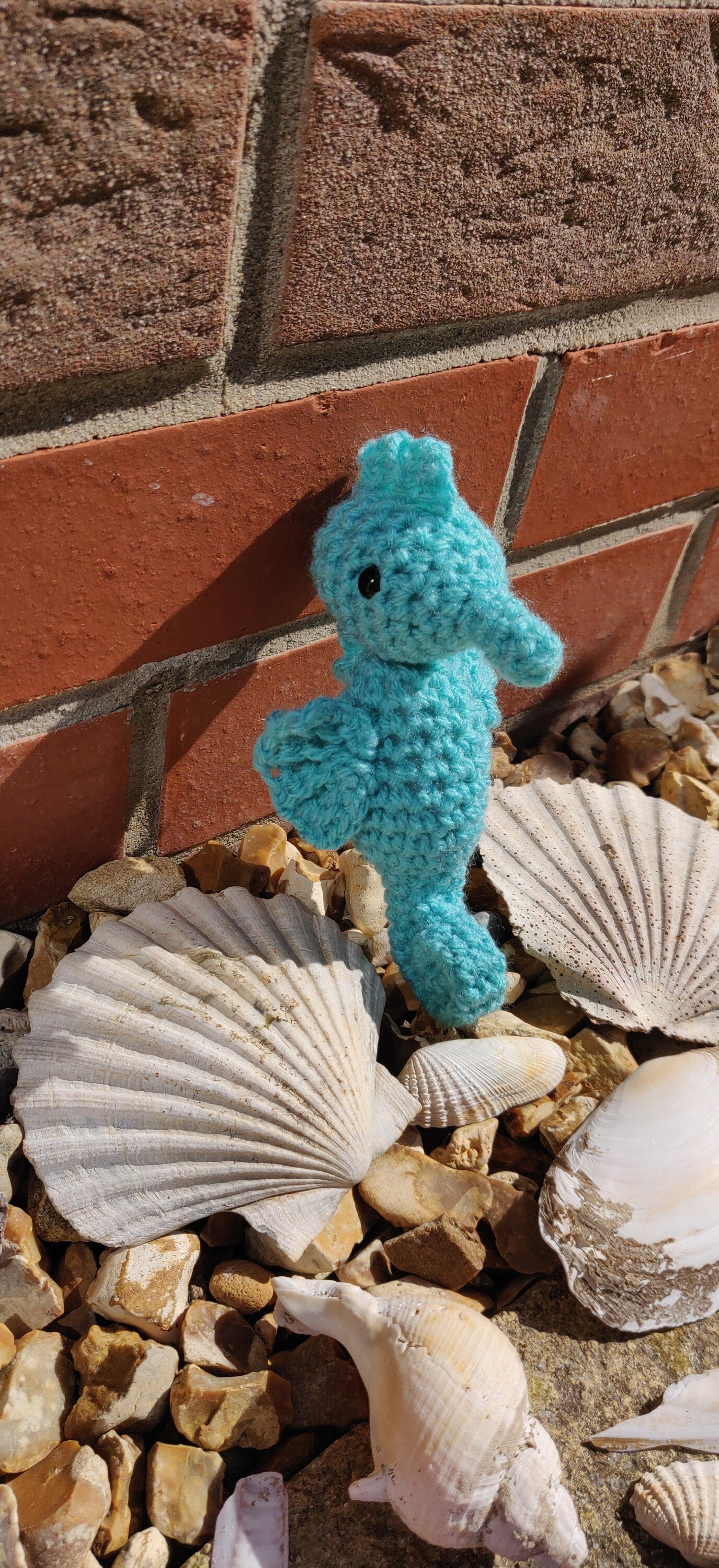 Crochet Sea horse Figurine, Blue Sea horse Sea Creature, Ocean, Seaside Decor, Beach House, Nautical Summer Decorations, Animal Ornament