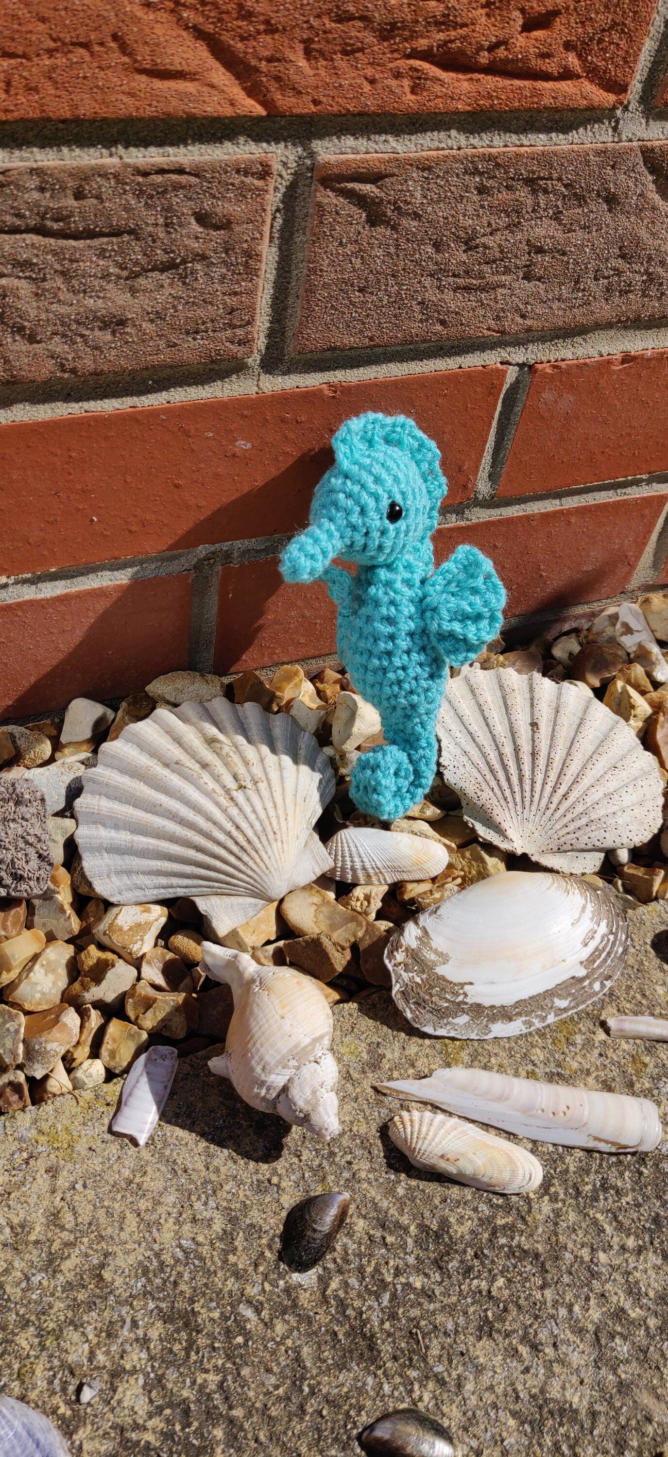 Crochet Sea horse Figurine, Blue Sea horse Sea Creature, Ocean, Seaside Decor, Beach House, Nautical Summer Decorations, Animal Ornament