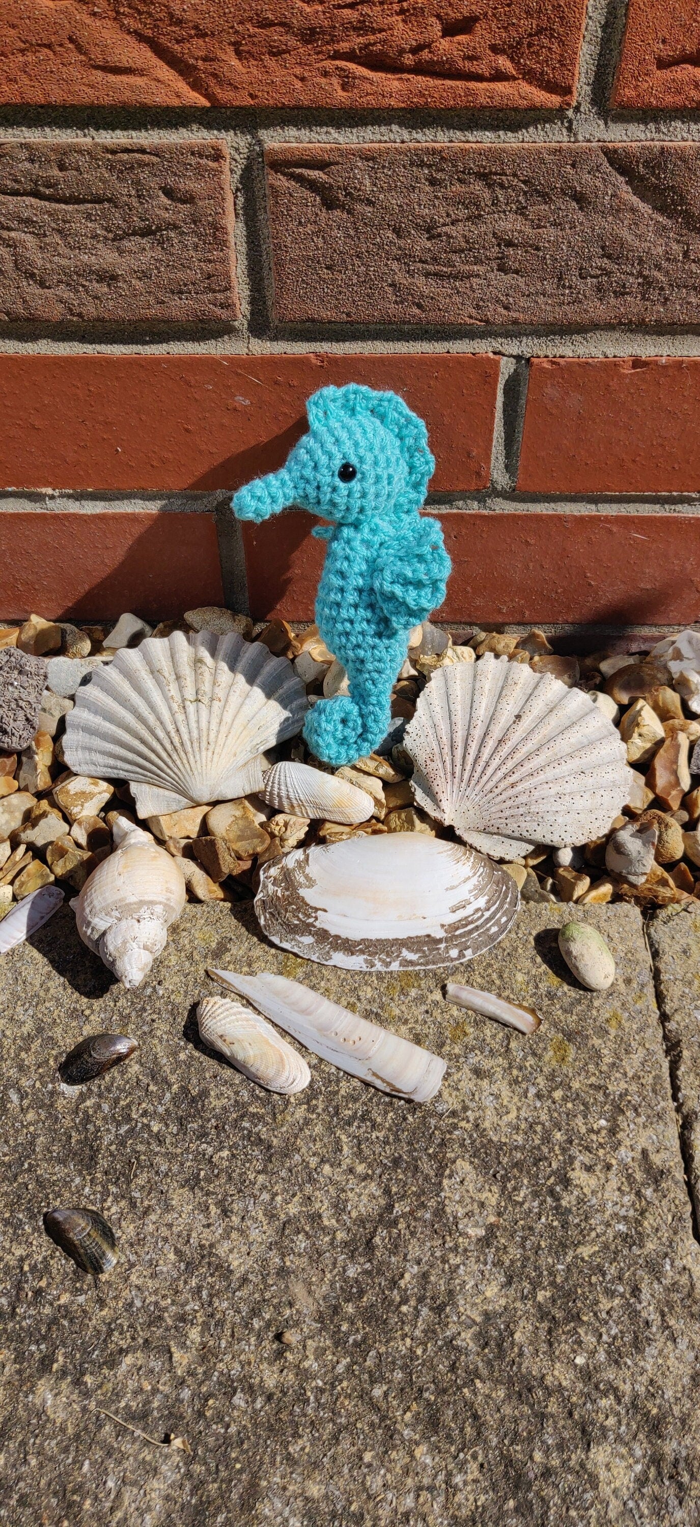 Crochet Sea horse Figurine, Blue Sea horse Sea Creature, Ocean, Seaside Decor, Beach House, Nautical Summer Decorations, Animal Ornament