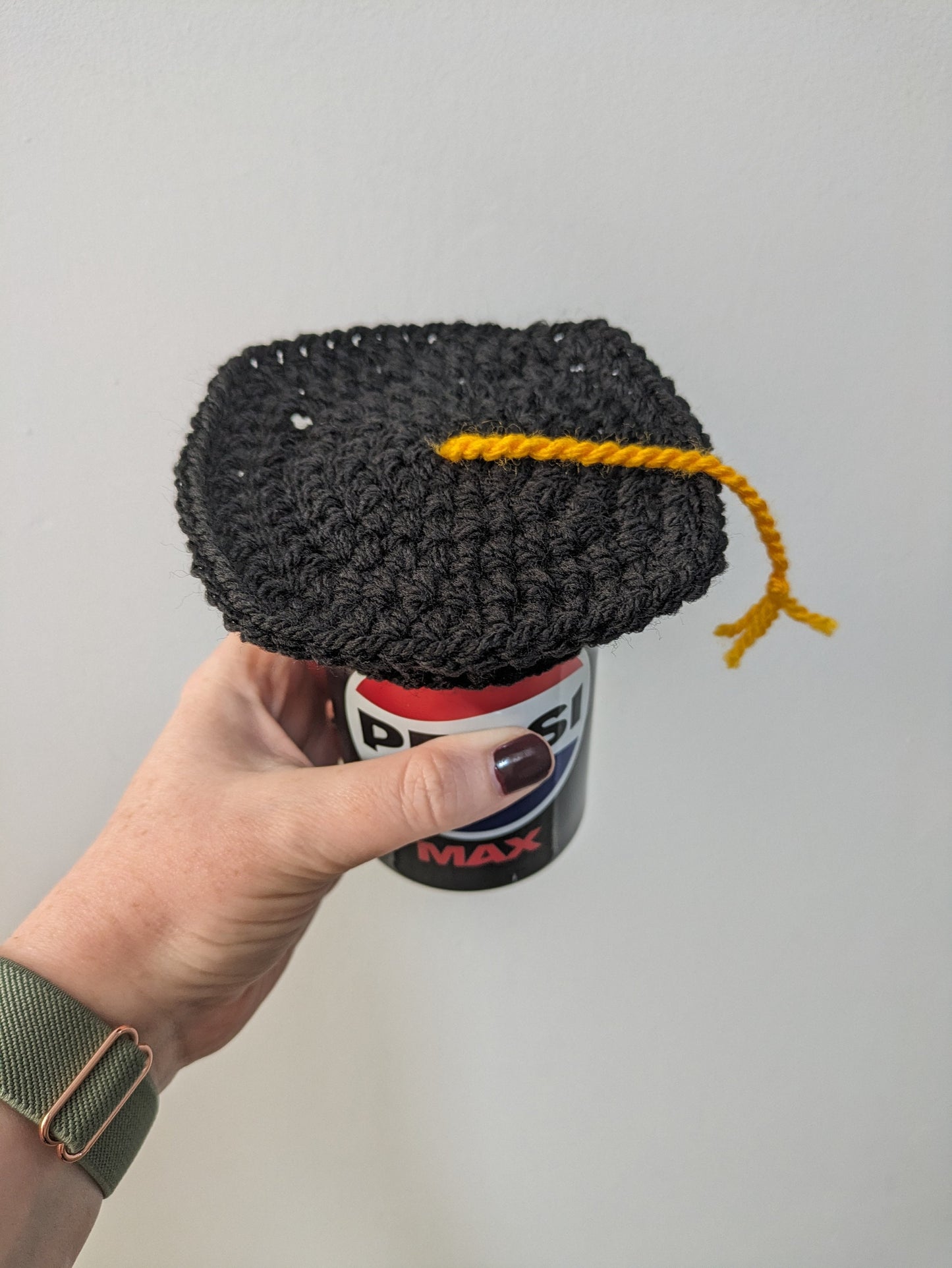 Crochet Graduation Cap Bottle Topper, Mortarboard Decor