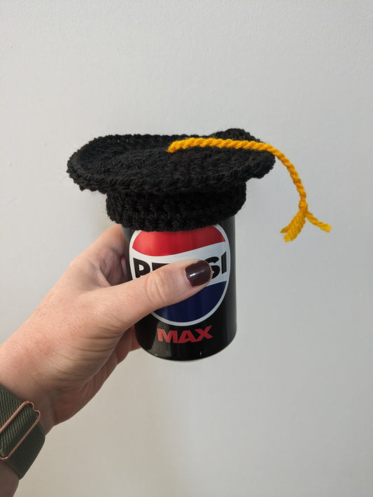 Crochet Graduation Cap Bottle Topper, Mortarboard Decor