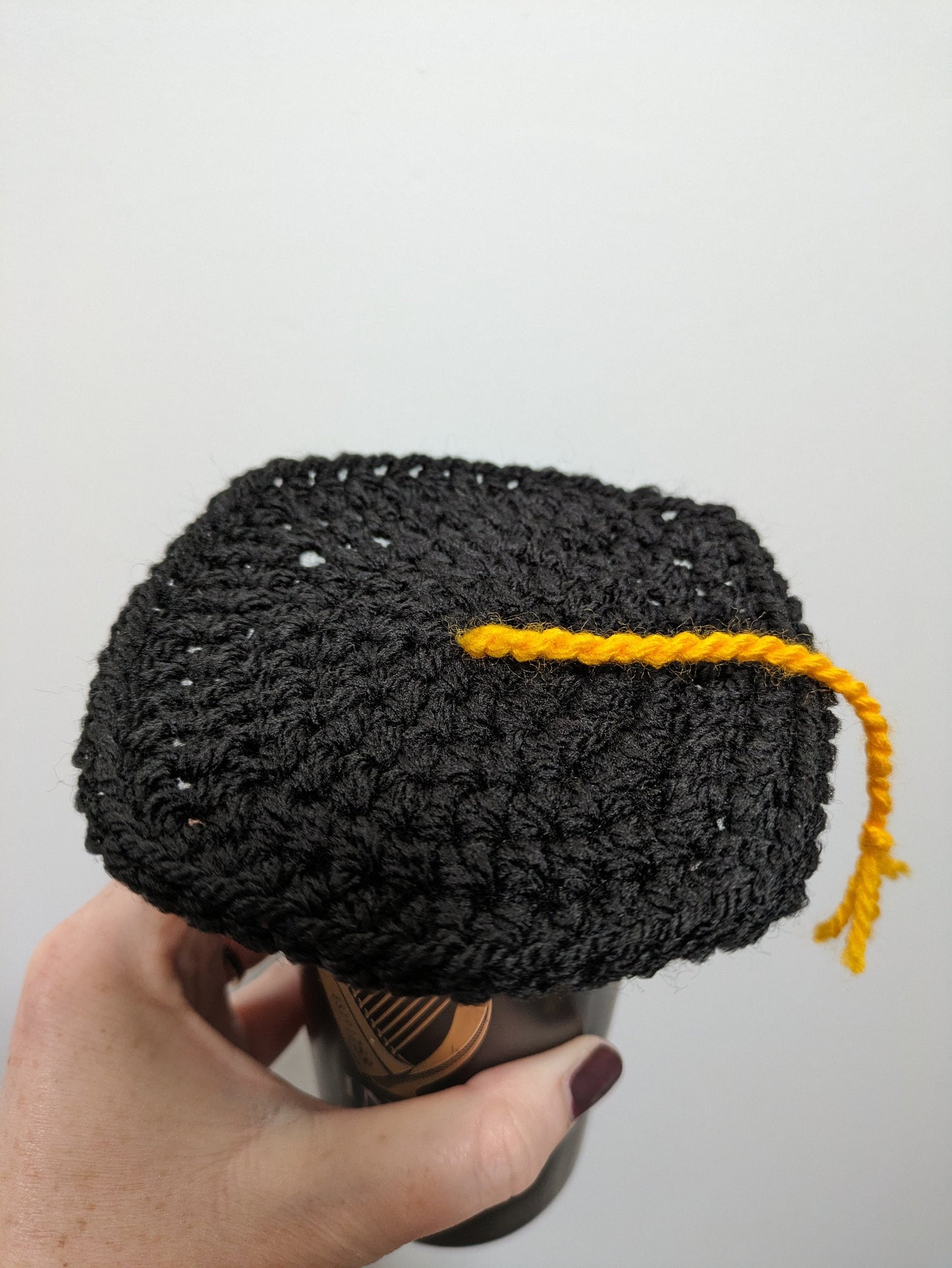Crochet Graduation Cap Bottle Topper, Mortarboard Decor