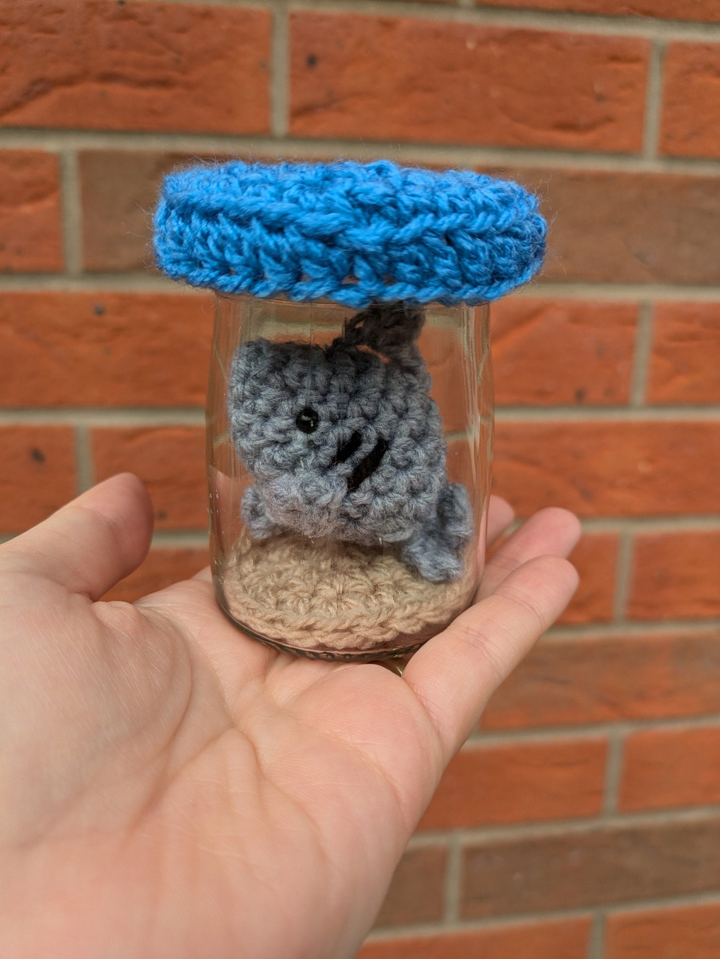 Mini Fish Tank, Crochet Shark, Fun Birthday Gift, Goldfish Bowl, Personalised Fishing gift, No Fuss Pet, Ornament, Figurine, Fish Memorial