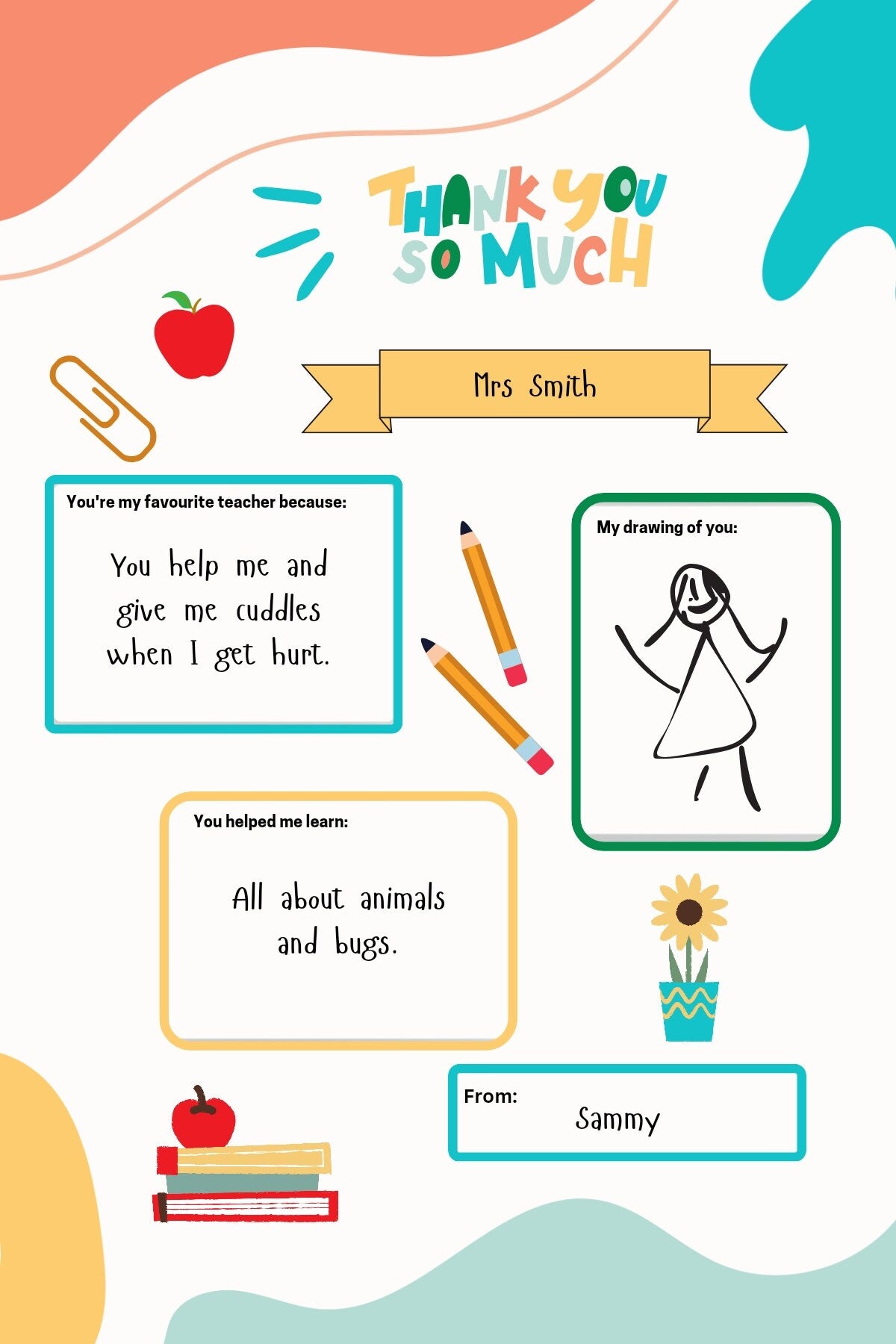Teacher Appreciation Print Out, Instant Download, Teacher, Teaching Assistant, Nursery Gift, End of Term Present, School Colouring Page
