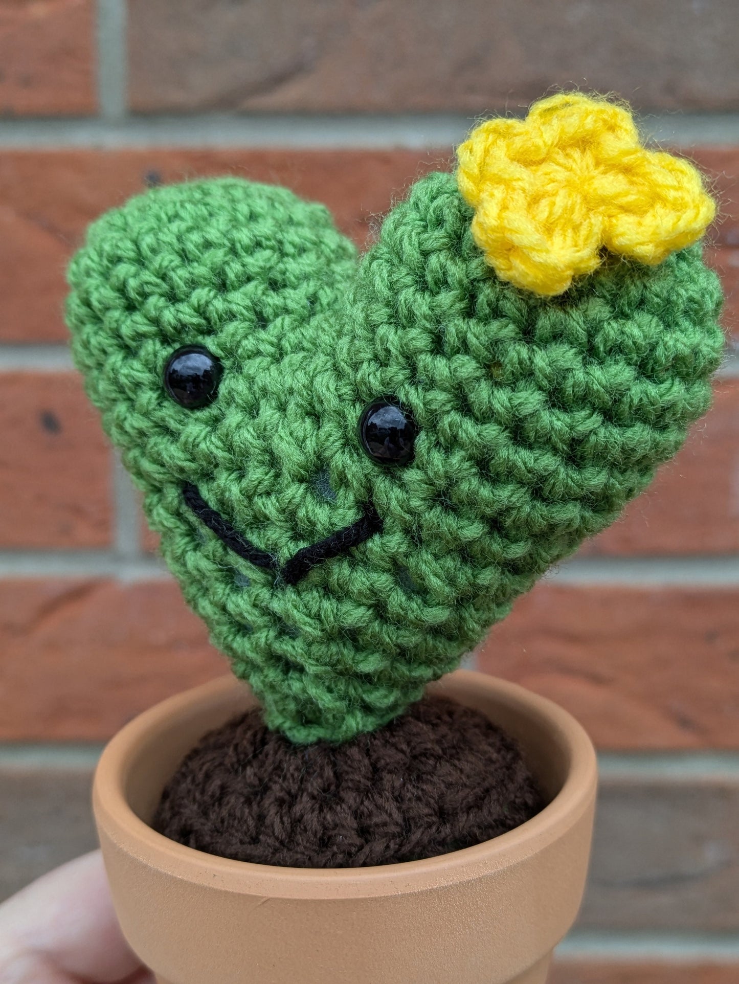 Crochet Heart Cactus in Terracotta Pot, Quirky Desk Buddy
