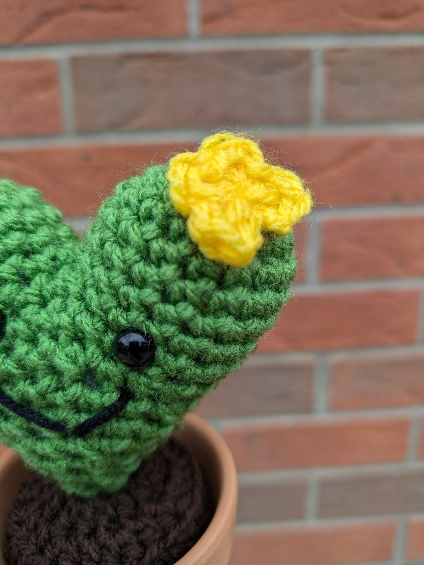 Crochet Heart Cactus in Terracotta Pot, Quirky Desk Buddy