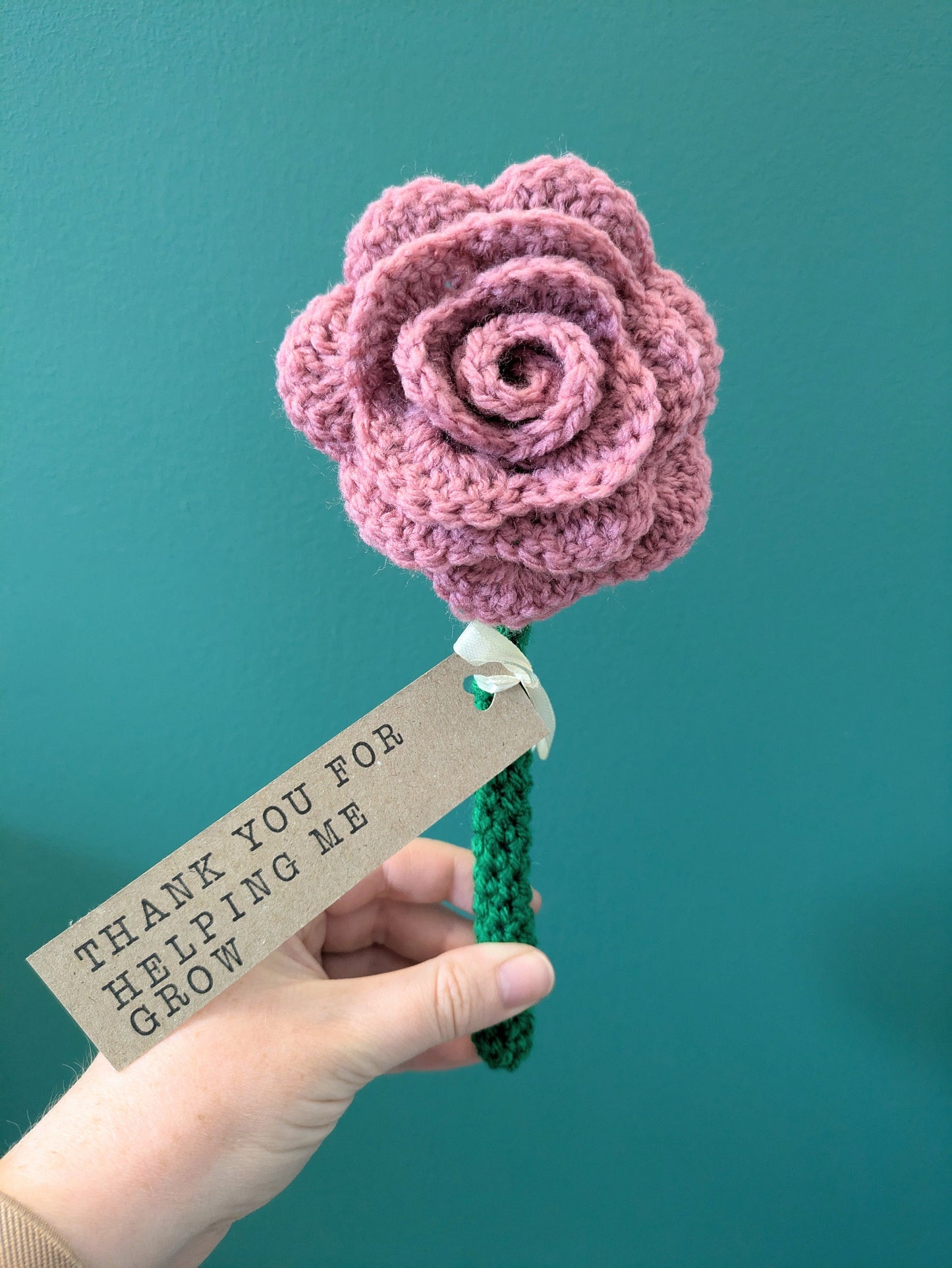 Rose Teacher Gift, Custom Gifts for Teachers, Thank You for Helping Me Grow, Personalised Teacher Assistant Gift, Unique Fake Rose Gift
