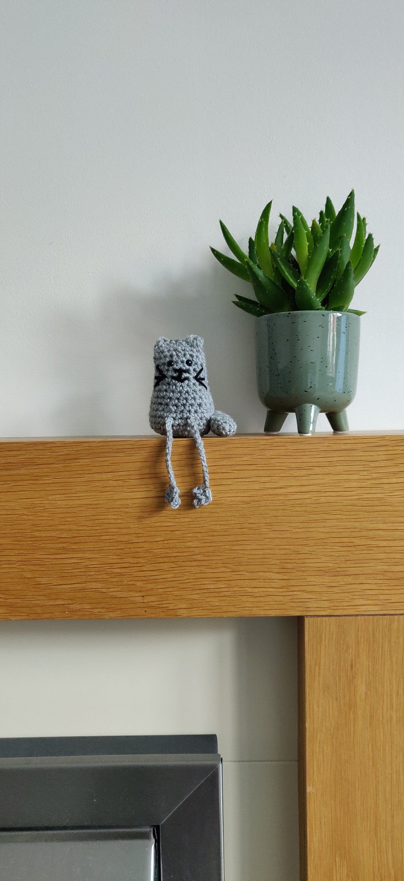 Crochet Cat Ornament, Shelf Sitter, Animal Figurine, Pet Memorial, Personalised Pet Cat Portrait, Grey, Ginger, White, Black Cat, Shelf Bud