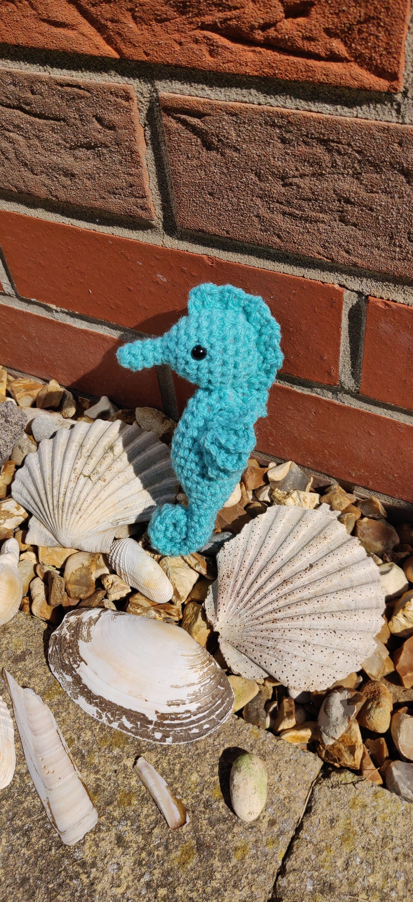 Crochet Sea horse Figurine, Blue Sea horse Sea Creature, Ocean, Seaside Decor, Beach House, Nautical Summer Decorations, Animal Ornament