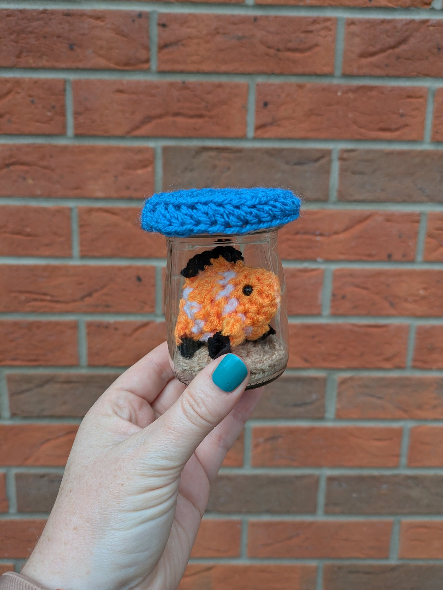 Crochet Clown Fish in Mini Fish Tank, Personalized Pet Memorial