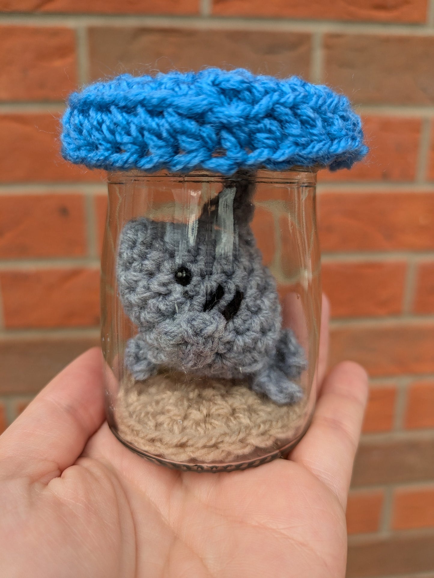Mini Fish Tank, Crochet Shark, Fun Birthday Gift, Goldfish Bowl, Personalised Fishing gift, No Fuss Pet, Ornament, Figurine, Fish Memorial