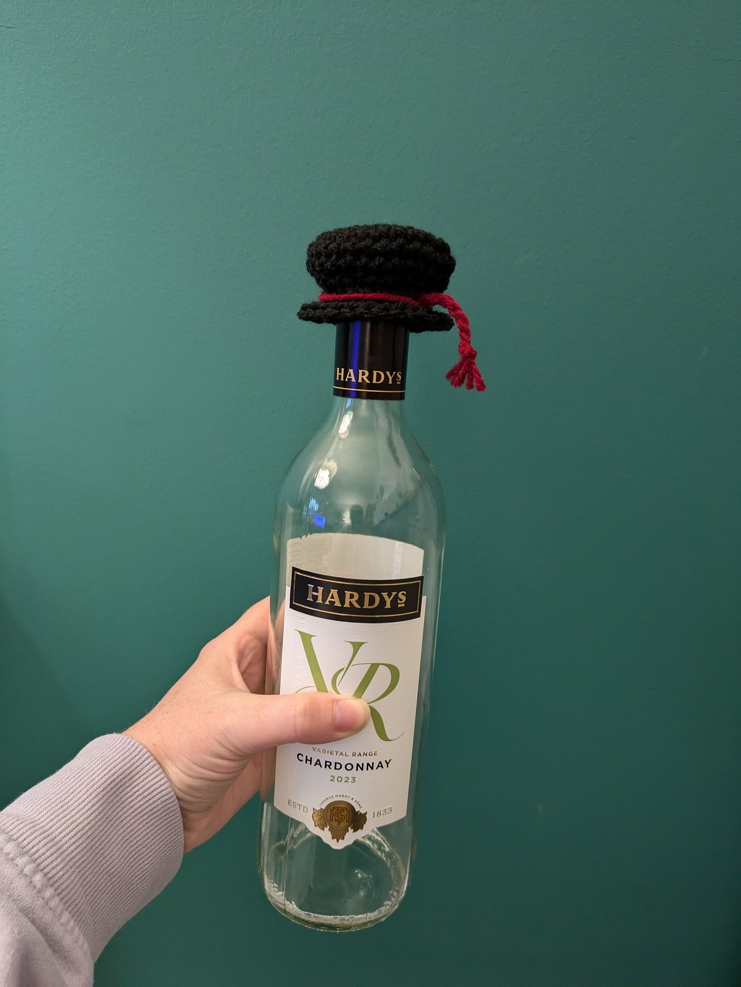 Crochet Graduation Cap Bottle Topper, PhD Gift