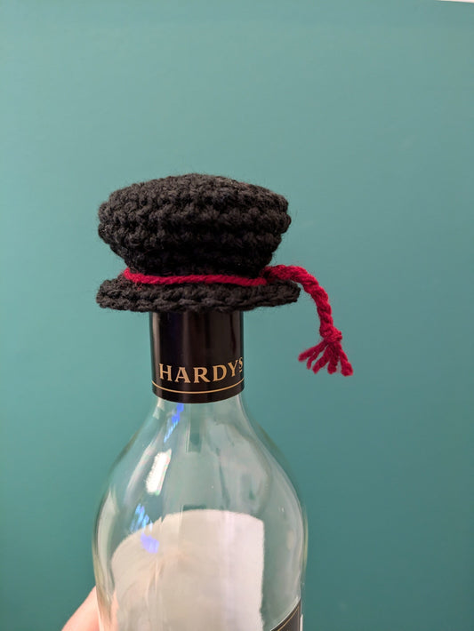 Crochet Graduation Cap Bottle Topper, PhD Gift