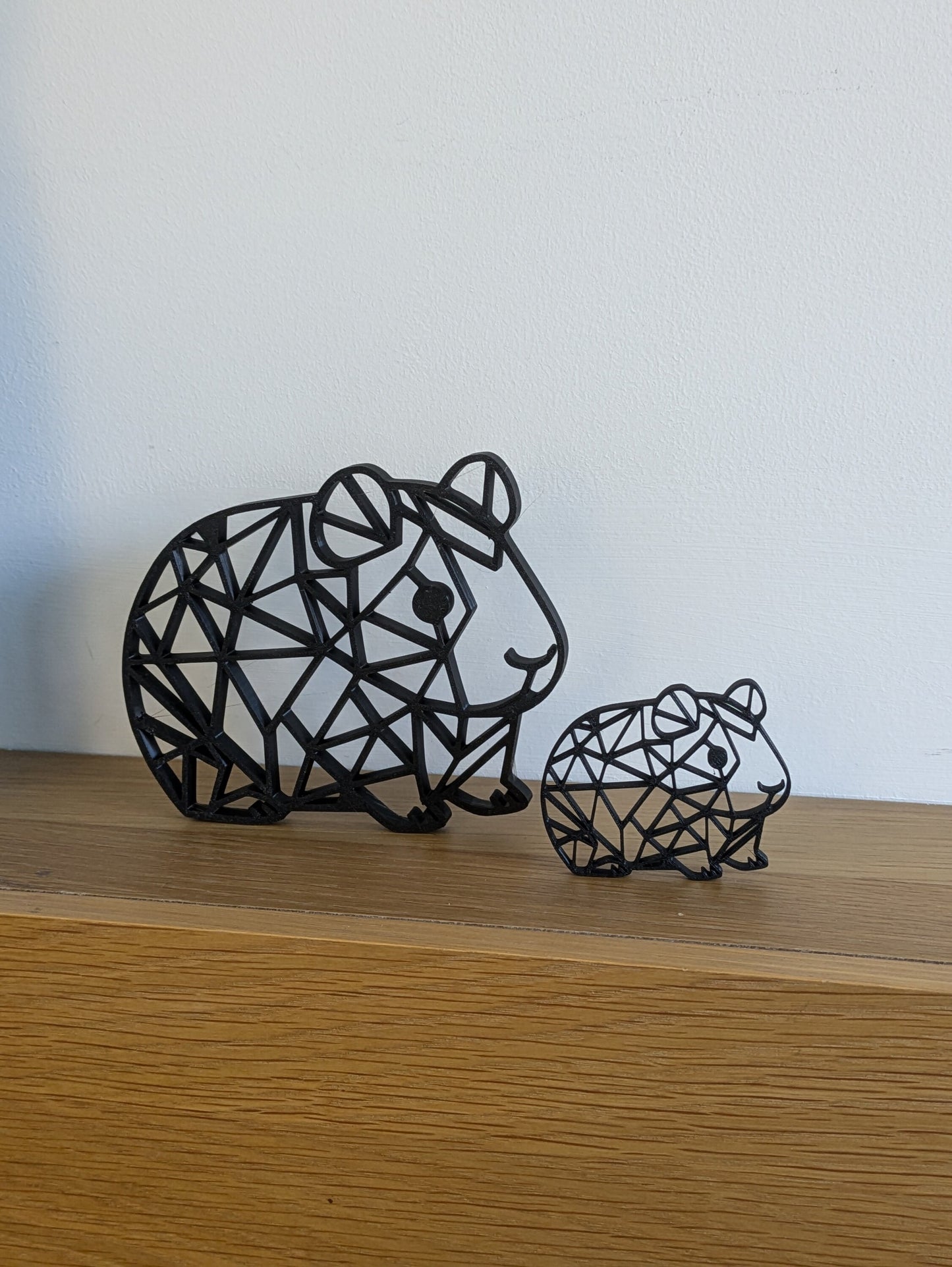 3D Printed Geometric Guinea Pig Figurine, Pet Memorial Keepsake