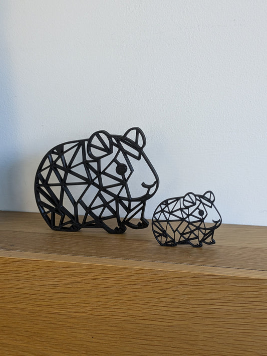 3D Printed Geometric Guinea Pig Figurine, Pet Memorial Keepsake