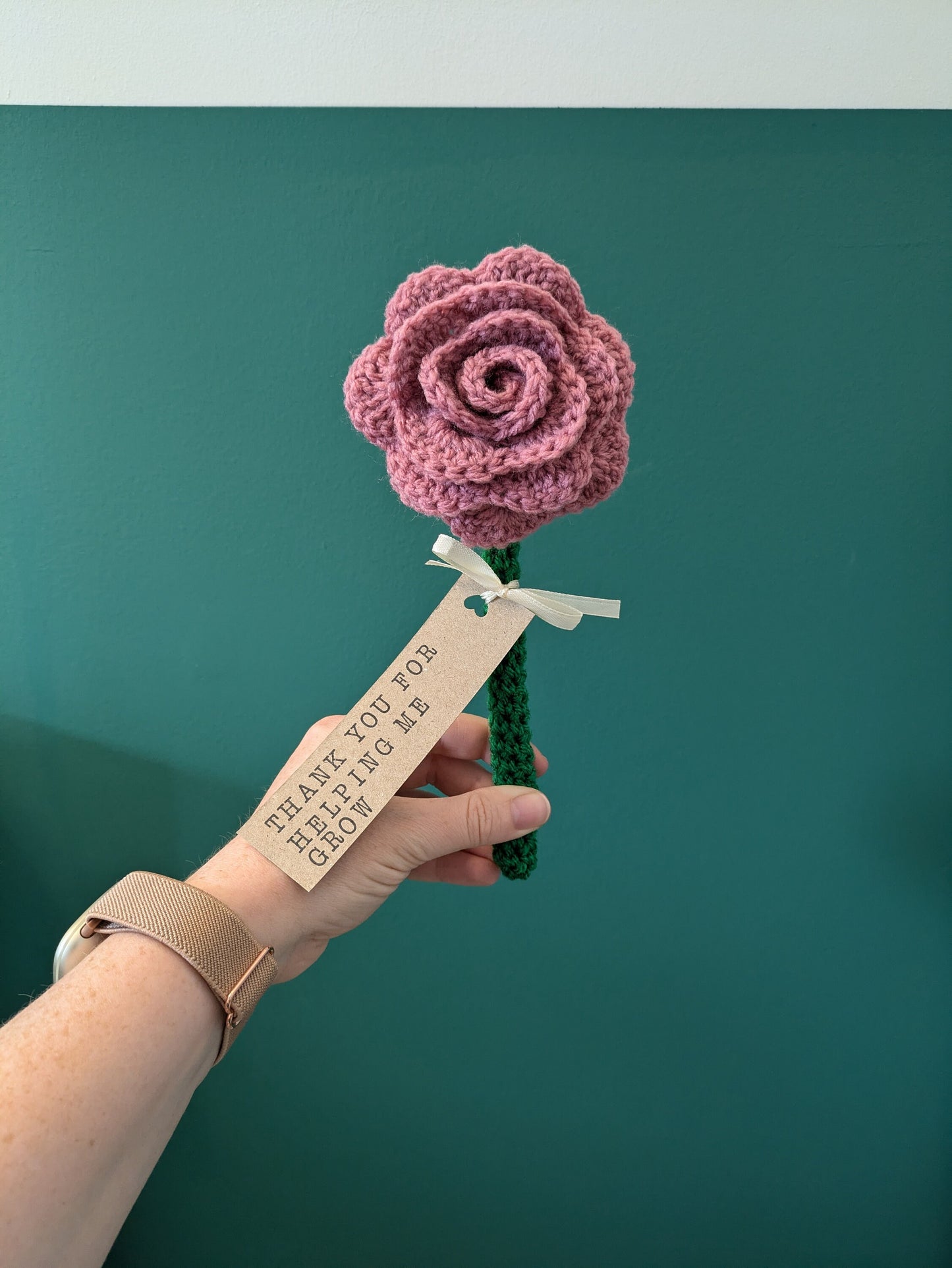 Rose Teacher Gift, Custom Gifts for Teachers, Thank You for Helping Me Grow, Personalised Teacher Assistant Gift, Unique Fake Rose Gift