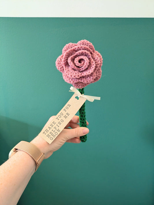 Rose Teacher Gift, Custom Gifts for Teachers, Thank You for Helping Me Grow, Personalised Teacher Assistant Gift, Unique Fake Rose Gift