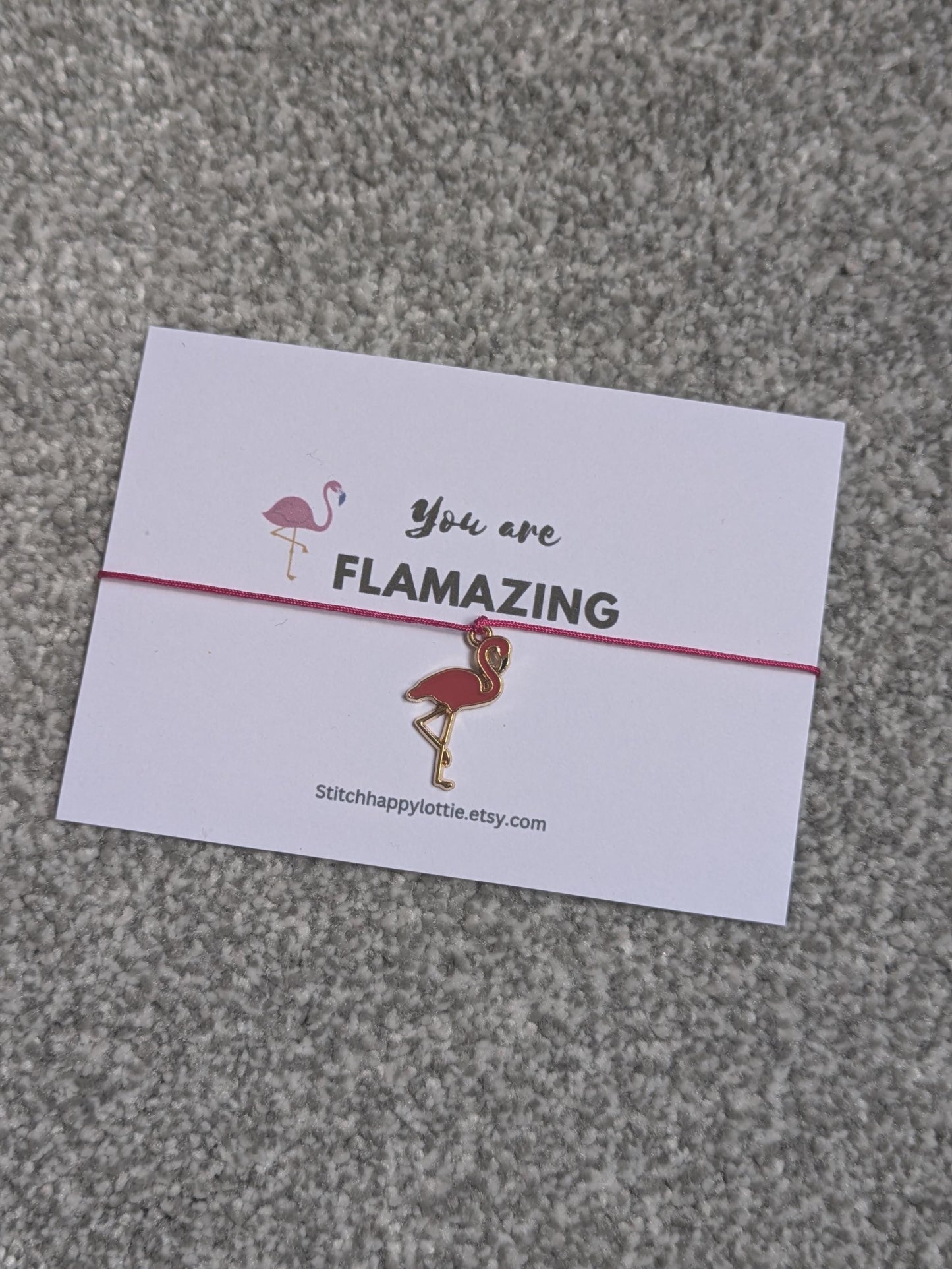 Flamingo Charm Bracelet, Pink Flamingo Gift, You are Flamazing Birthday Card, Be a Flamingo in a Flock of Pigeons, Have a Flamazing Birthday
