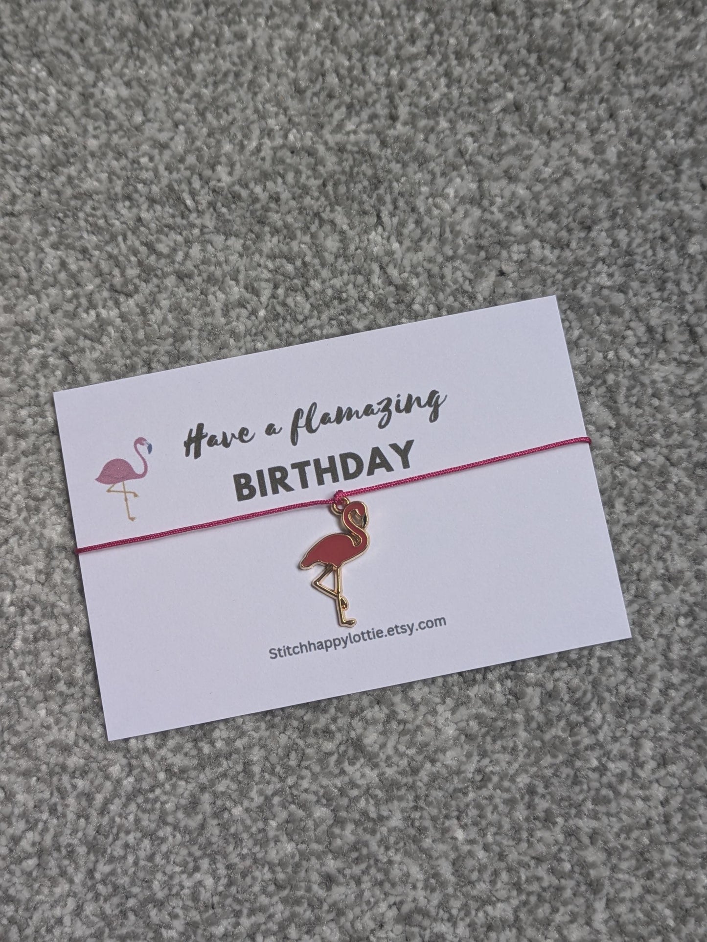 Flamingo Charm Bracelet, Pink Flamingo Gift, You are Flamazing Birthday Card, Be a Flamingo in a Flock of Pigeons, Have a Flamazing Birthday
