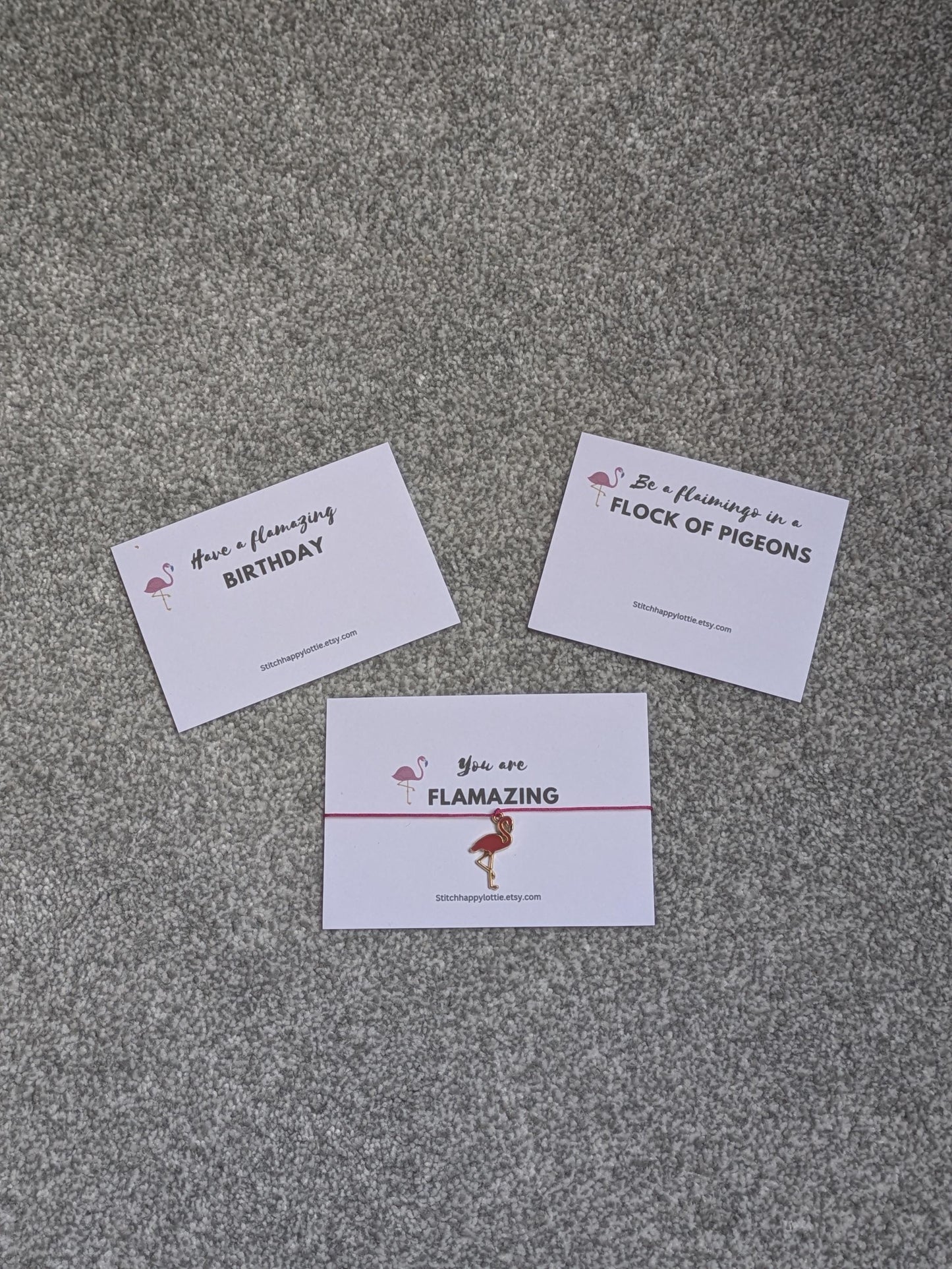 Flamingo Charm Bracelet, Pink Flamingo Gift, You are Flamazing Birthday Card, Be a Flamingo in a Flock of Pigeons, Have a Flamazing Birthday