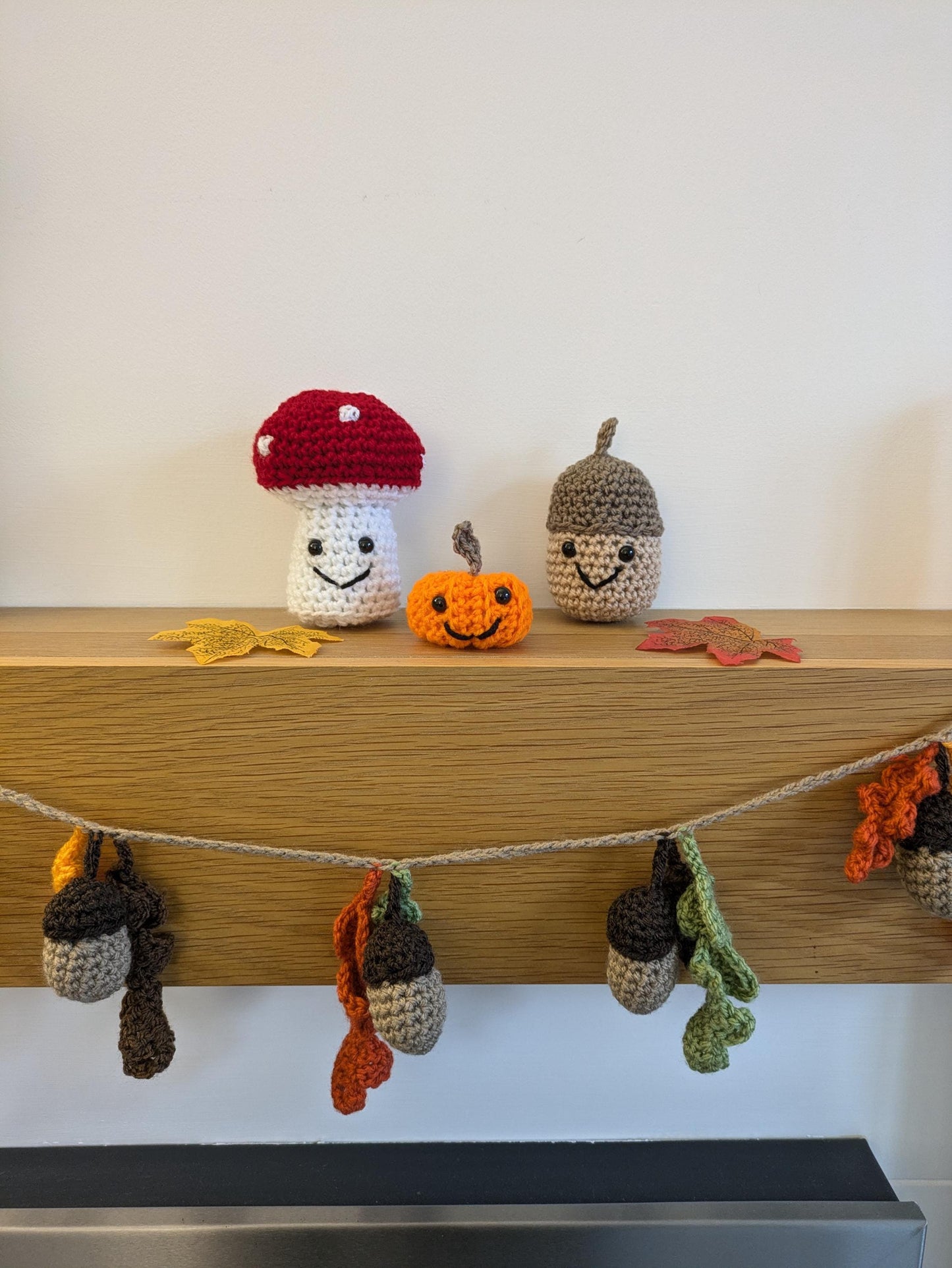 Crochet Autumn Decorations, Kawaii Mushroom, Pumpkin, Acorn, Fall Decor