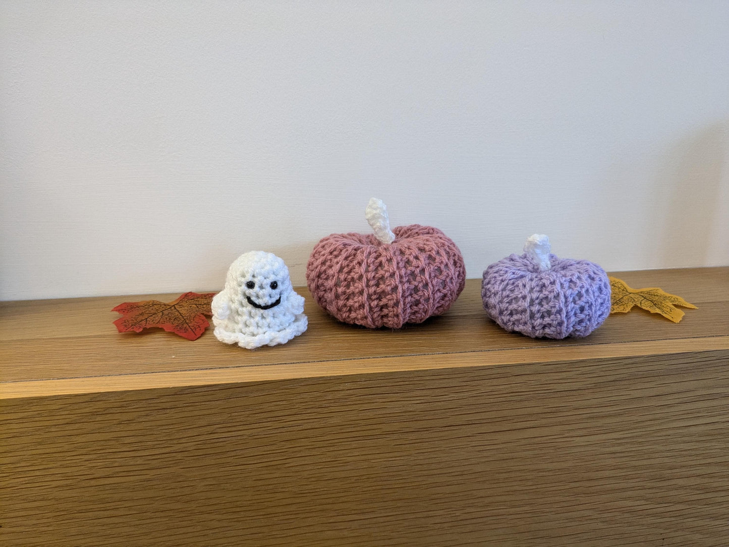 Crochet Pastel Pumpkin, Mini Amigurumi Ghost, Fall Tiered Tray Decor