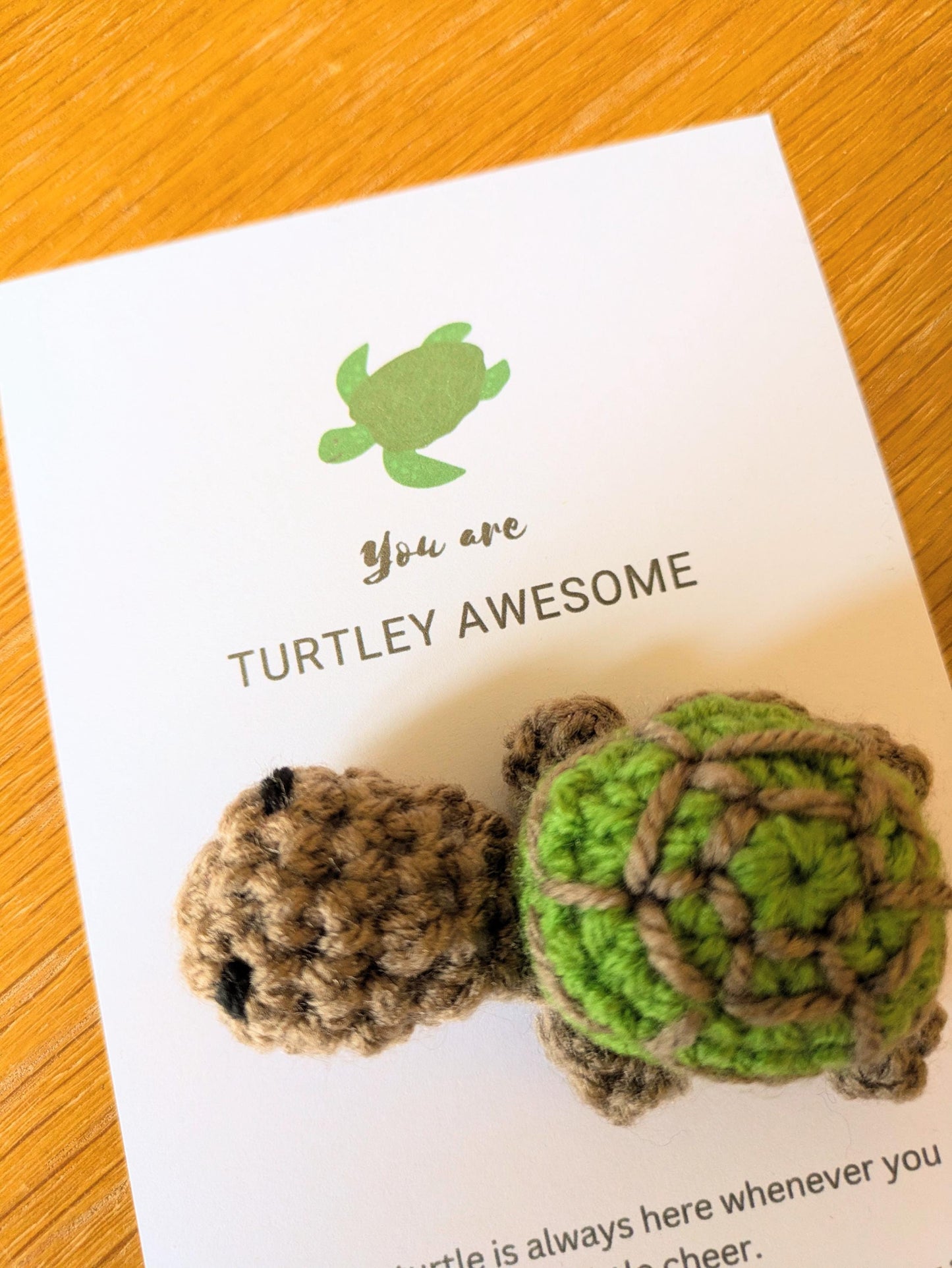 Turtley Awesome Pocket Hug, Tortoise Gift, Pocket Token, Green, Brown Turtle, Worry Plush, Mini Turtle Friend, Crochet Comfort Animal
