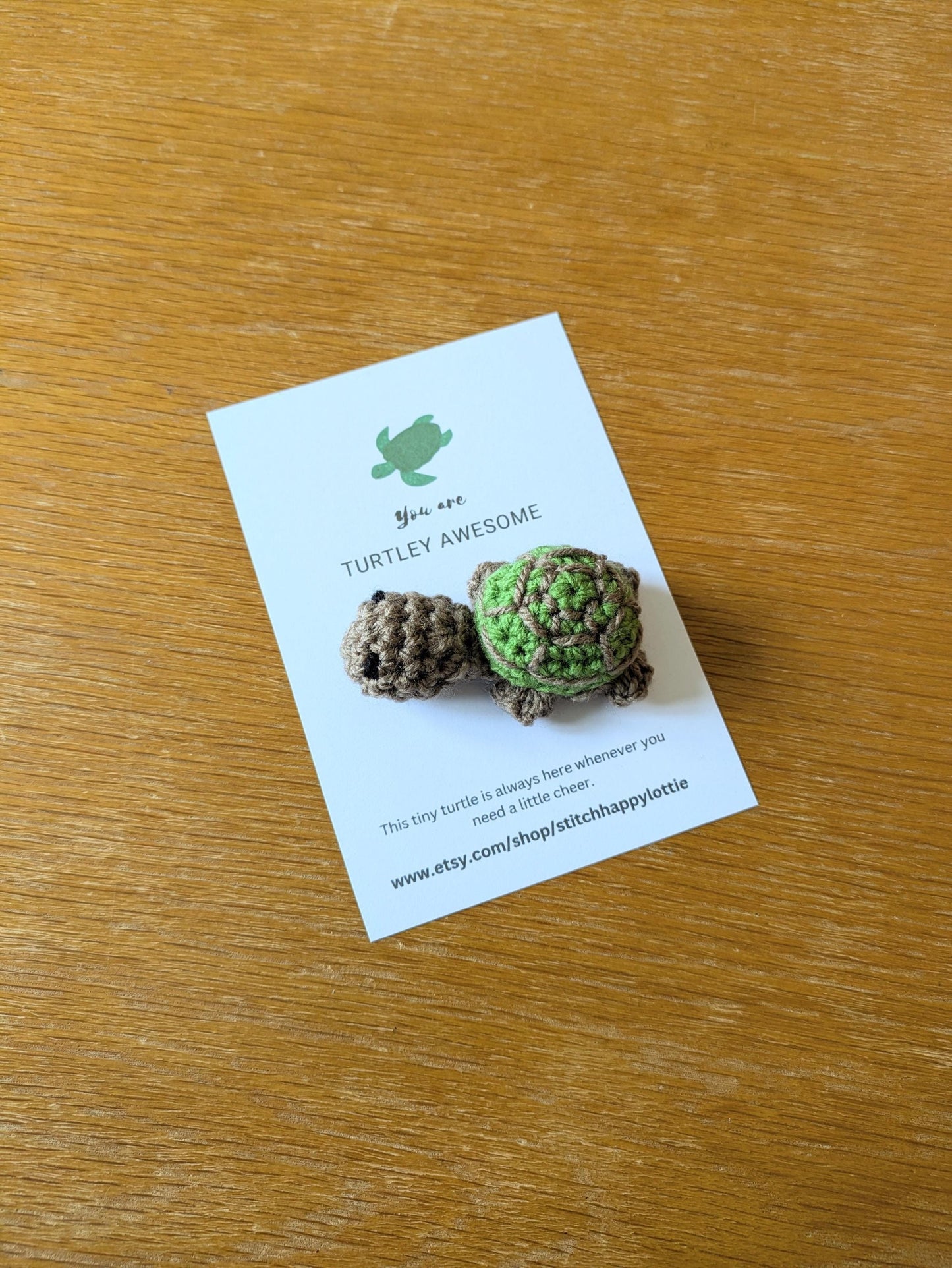Turtley Awesome Pocket Hug, Tortoise Gift, Pocket Token, Green, Brown Turtle, Worry Plush, Mini Turtle Friend, Crochet Comfort Animal